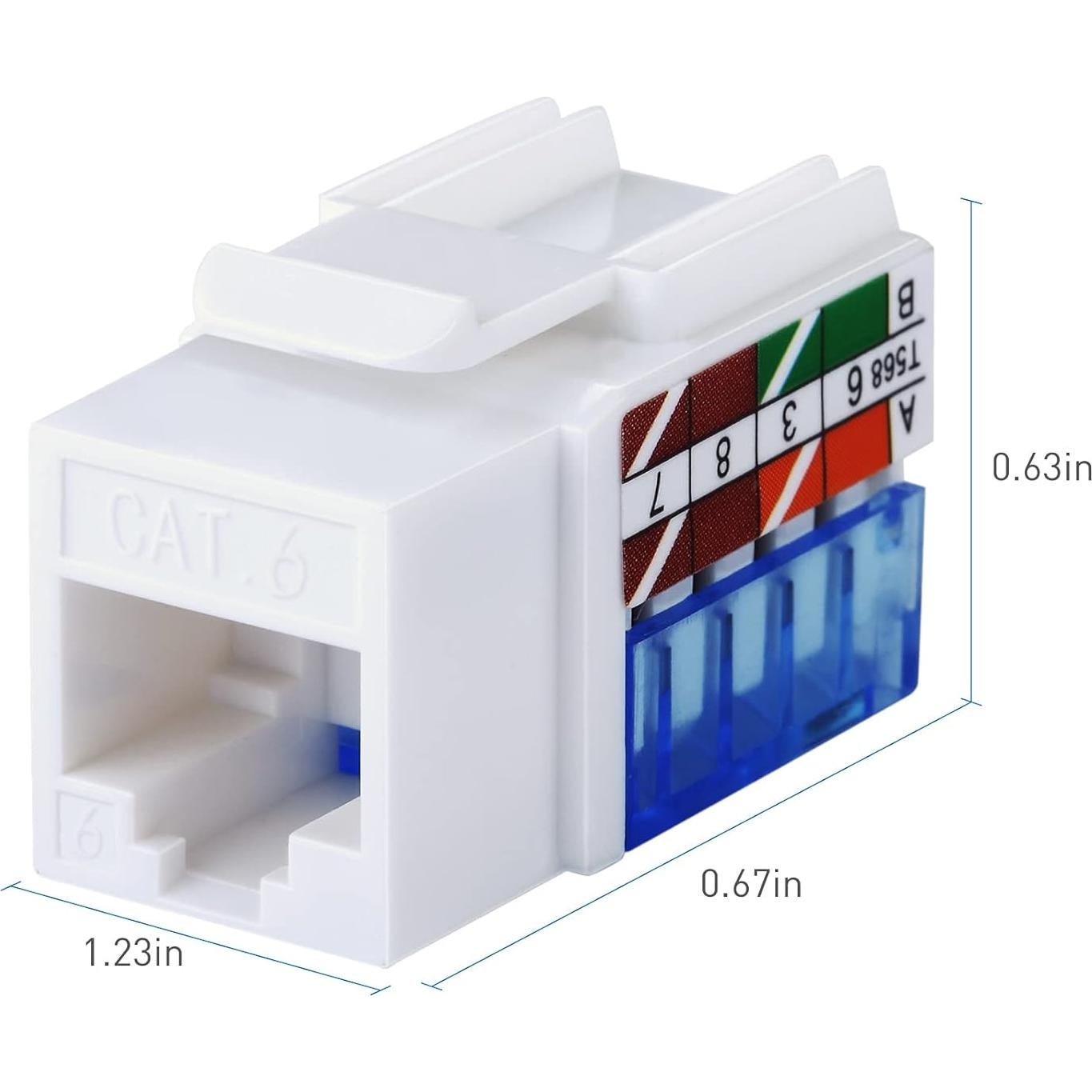Jack Keystone RJ45 Cat6 Tedgetal 25-Pack 45 Grados Blanco