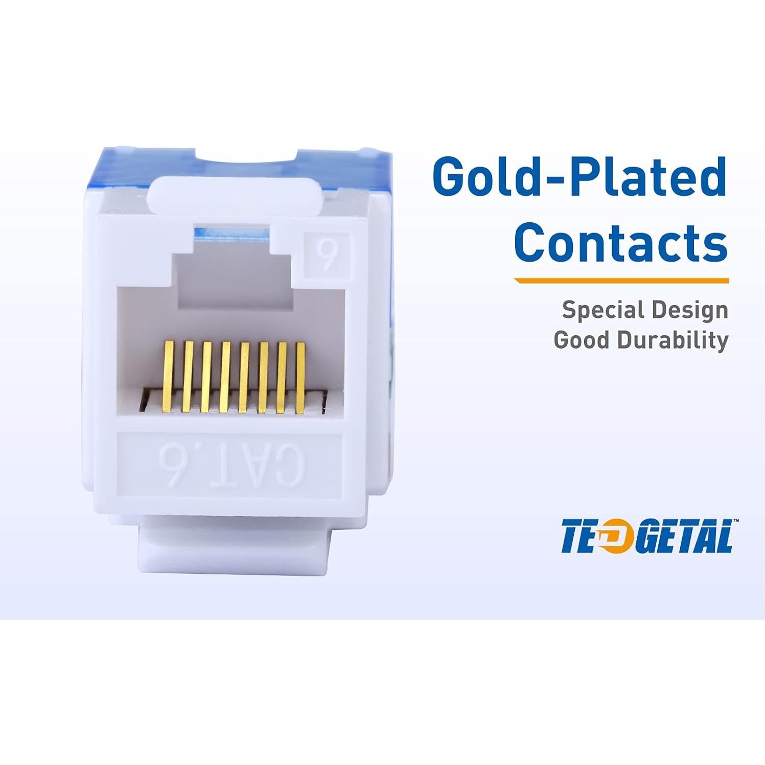 Jack Keystone RJ45 Cat6 Tedgetal 25-Pack 45 Grados Blanco