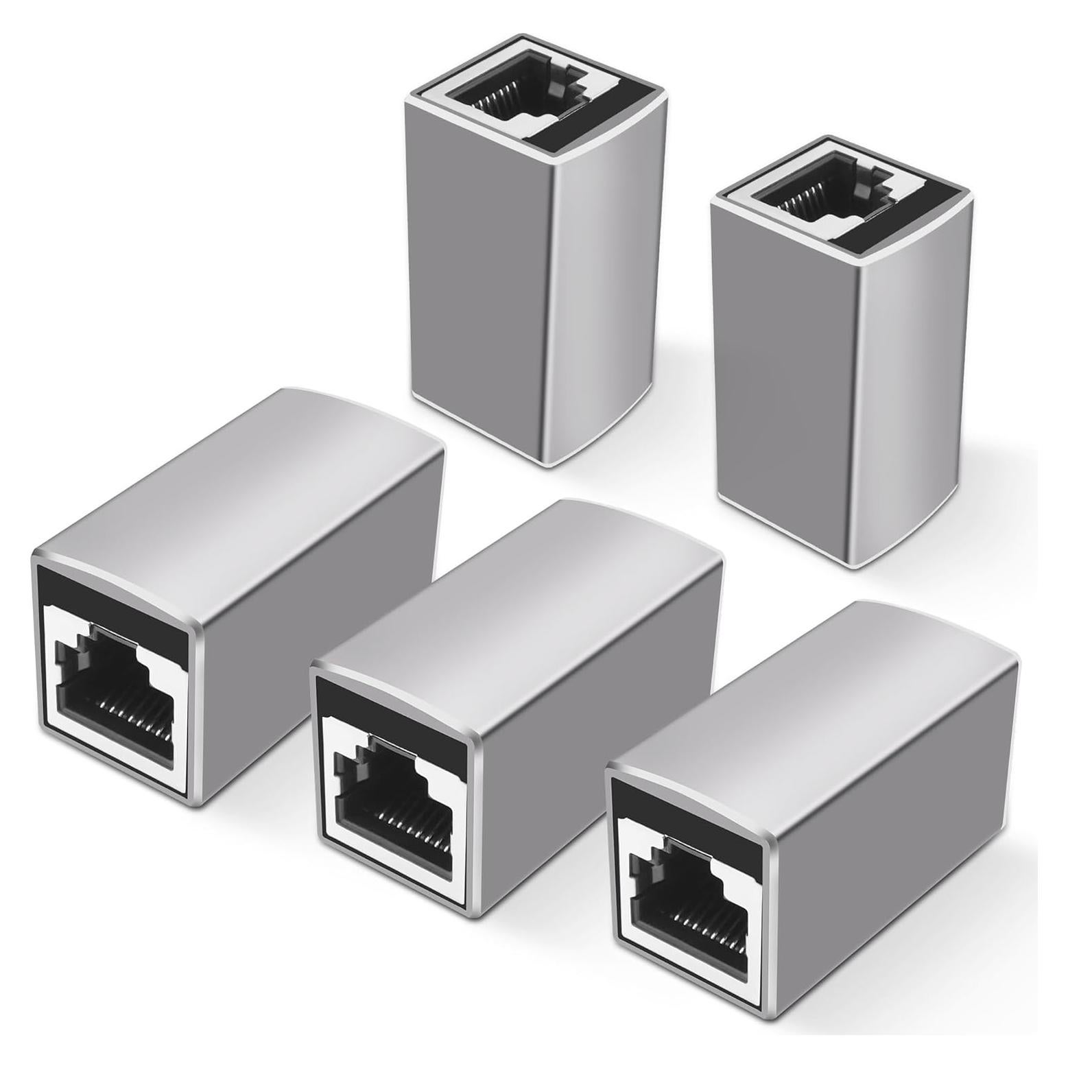 Acoplador RJ45 Femenino a Femenino MEIRIYFA 10Gbps 5Pack Plata