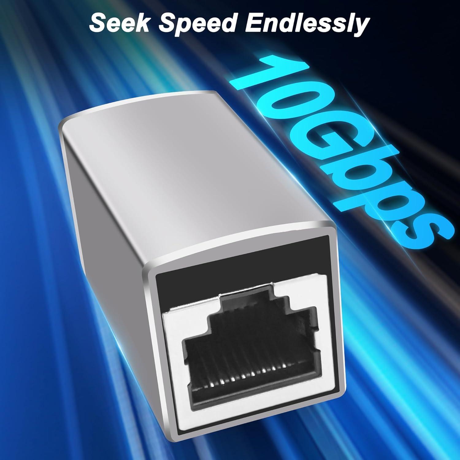 Acoplador RJ45 Femenino a Femenino MEIRIYFA 10Gbps 5Pack Plata