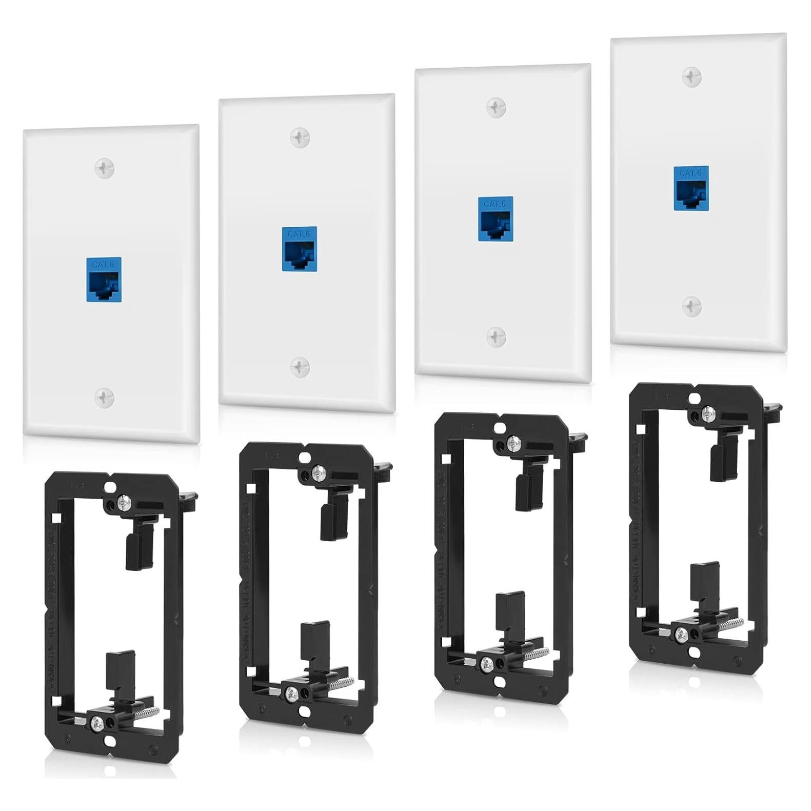 Paquete de 4 Placas de Pared Ethernet Cat6 ANONION 1 Puerto