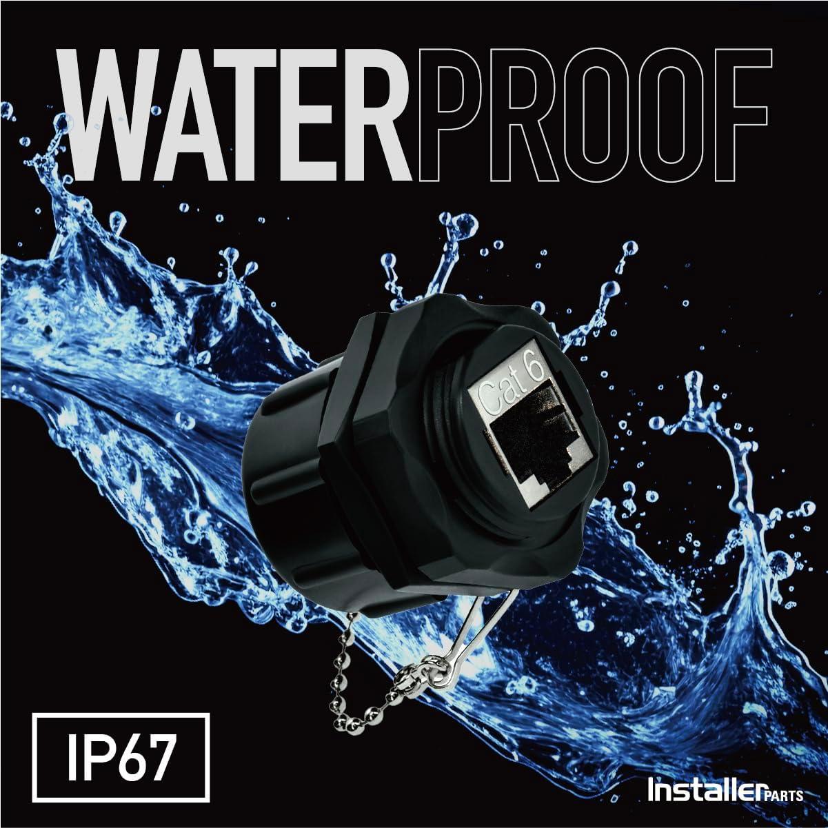 Conector Hembra a Hembra RJ45 Cat6 InstallerParts IP67 Negro