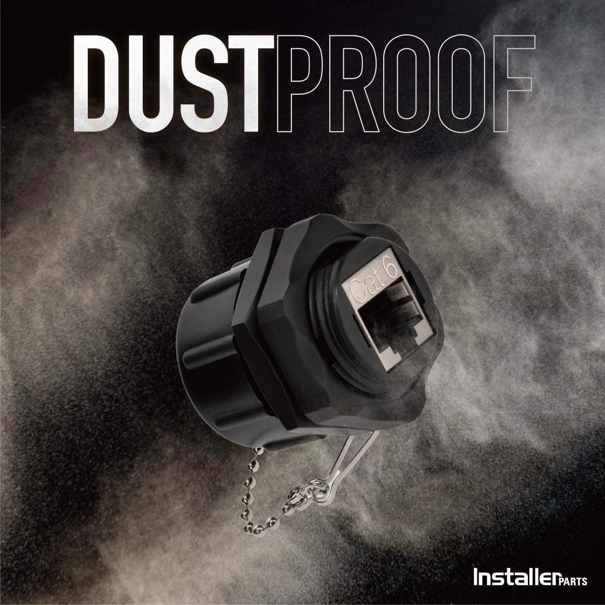 Conector Hembra a Hembra RJ45 Cat6 InstallerParts IP67 Negro