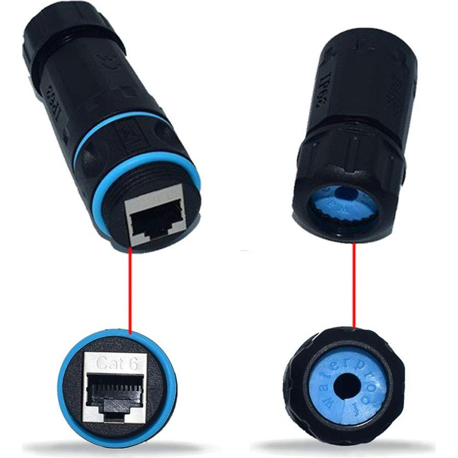 10 Conectores RJ45 Impermeables Cat6 M23 IP68 Hembra a Hembra