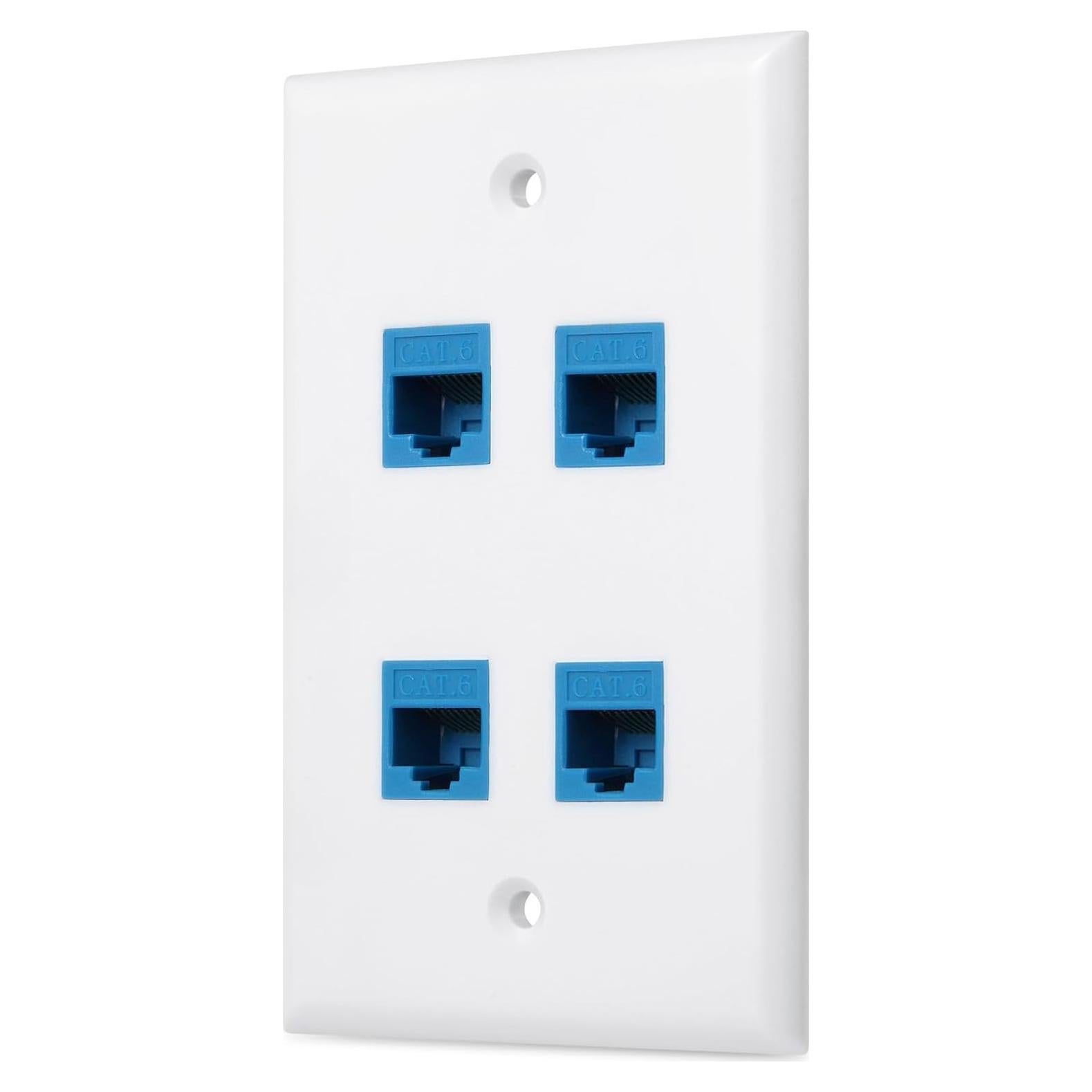 Placa de Pared Ethernet 4 Puertos PHIZLI Cat 6 Femenino-Femenino