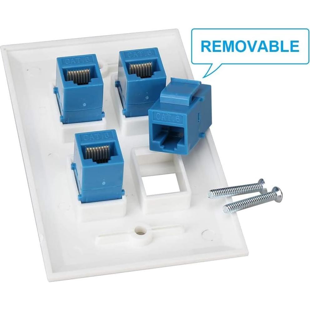 Placa de Pared Ethernet 4 Puertos PHIZLI Cat 6 Femenino-Femenino