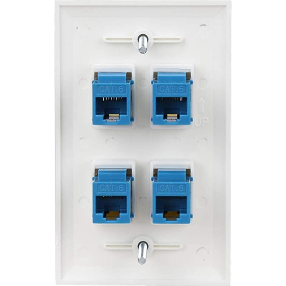 Placa de Pared Ethernet 4 Puertos PHIZLI Cat 6 Femenino-Femenino