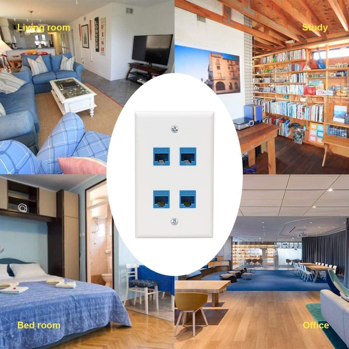 Placa de Pared Ethernet 4 Puertos PHIZLI Cat 6 Femenino-Femenino