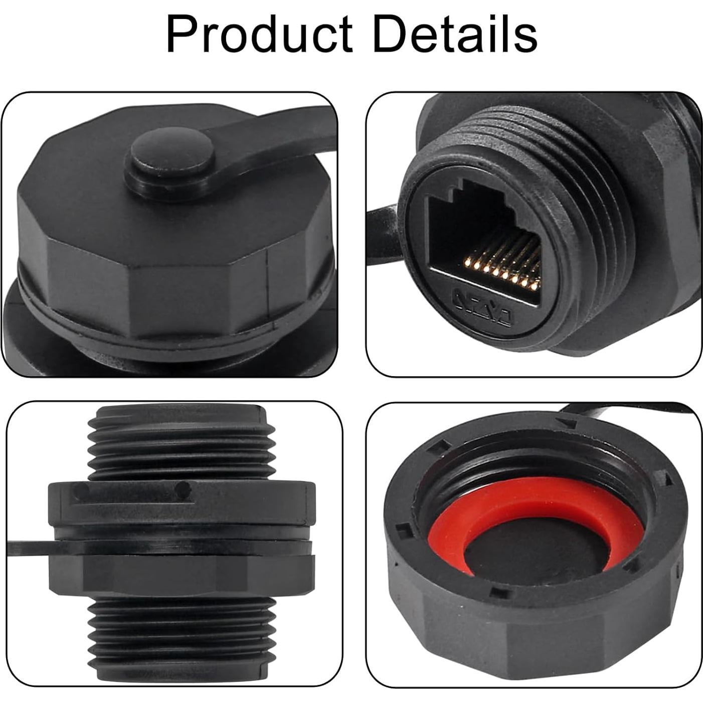 Conector Ethernet RJ45 CAT6 Blindado IP67 - 4 Piezas