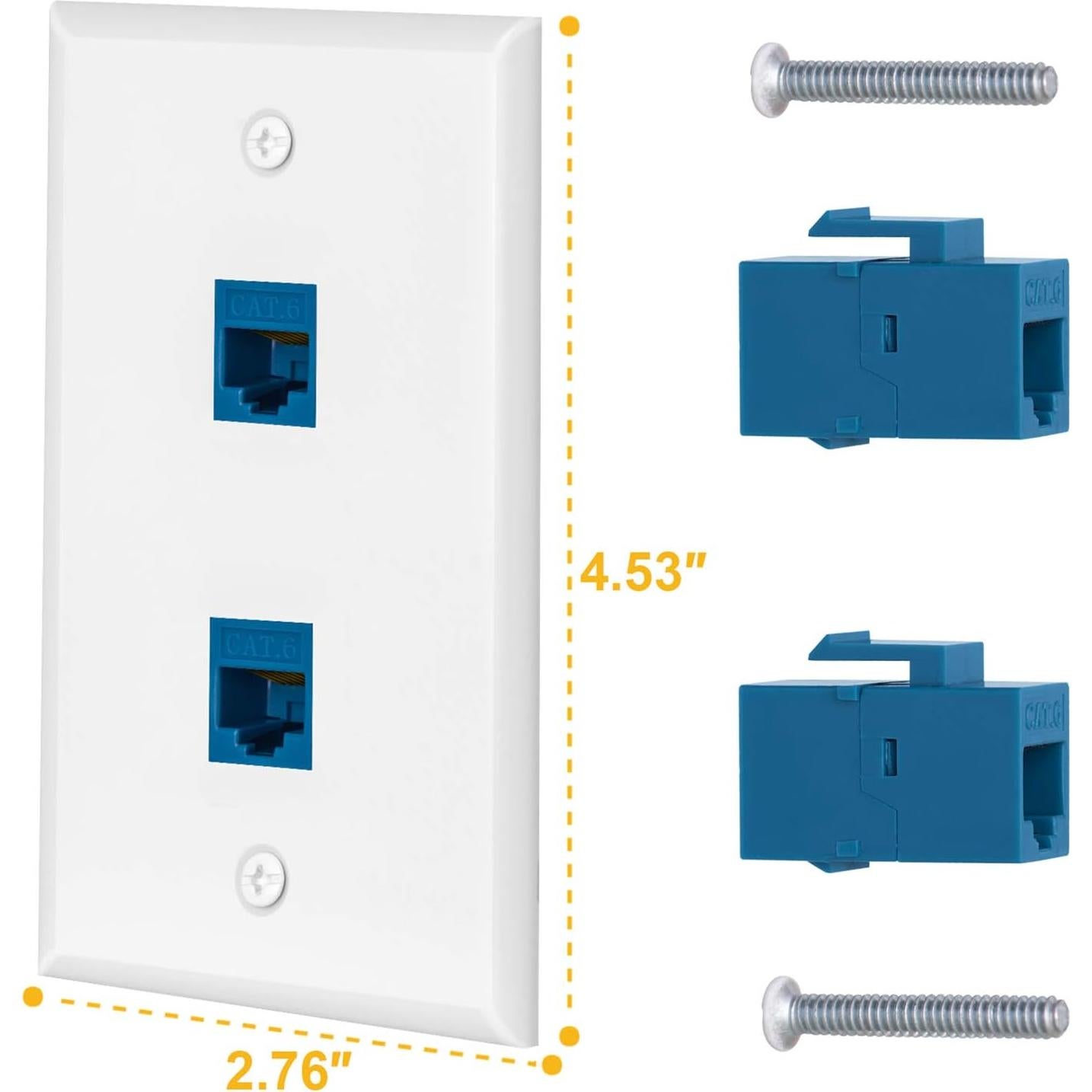 Placa de Pared Ethernet Cat6 MiaoYfei 2 Puertos Azul