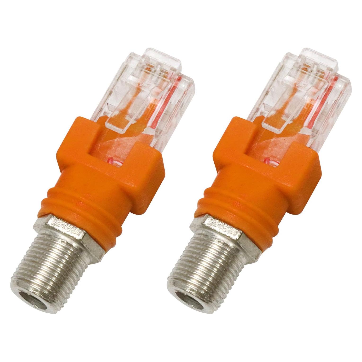 Paquete de 2 Adaptadores Coaxiales F hembra a RJ45 macho