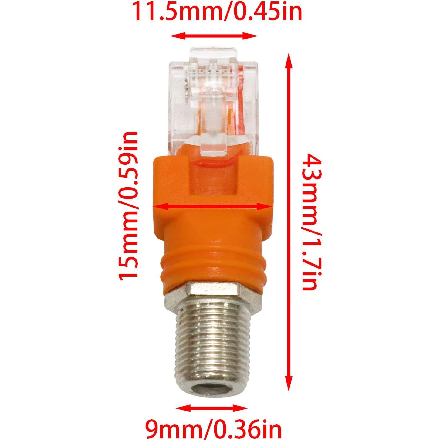 Paquete de 2 Adaptadores Coaxiales F hembra a RJ45 macho