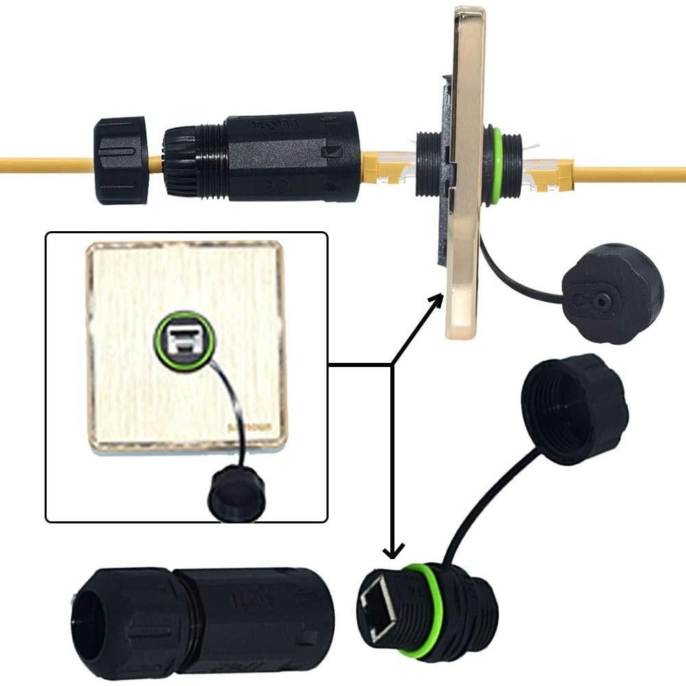 Conector RJ45 a Prueba de Agua IP68 ELifeApply Verde 2 PCS