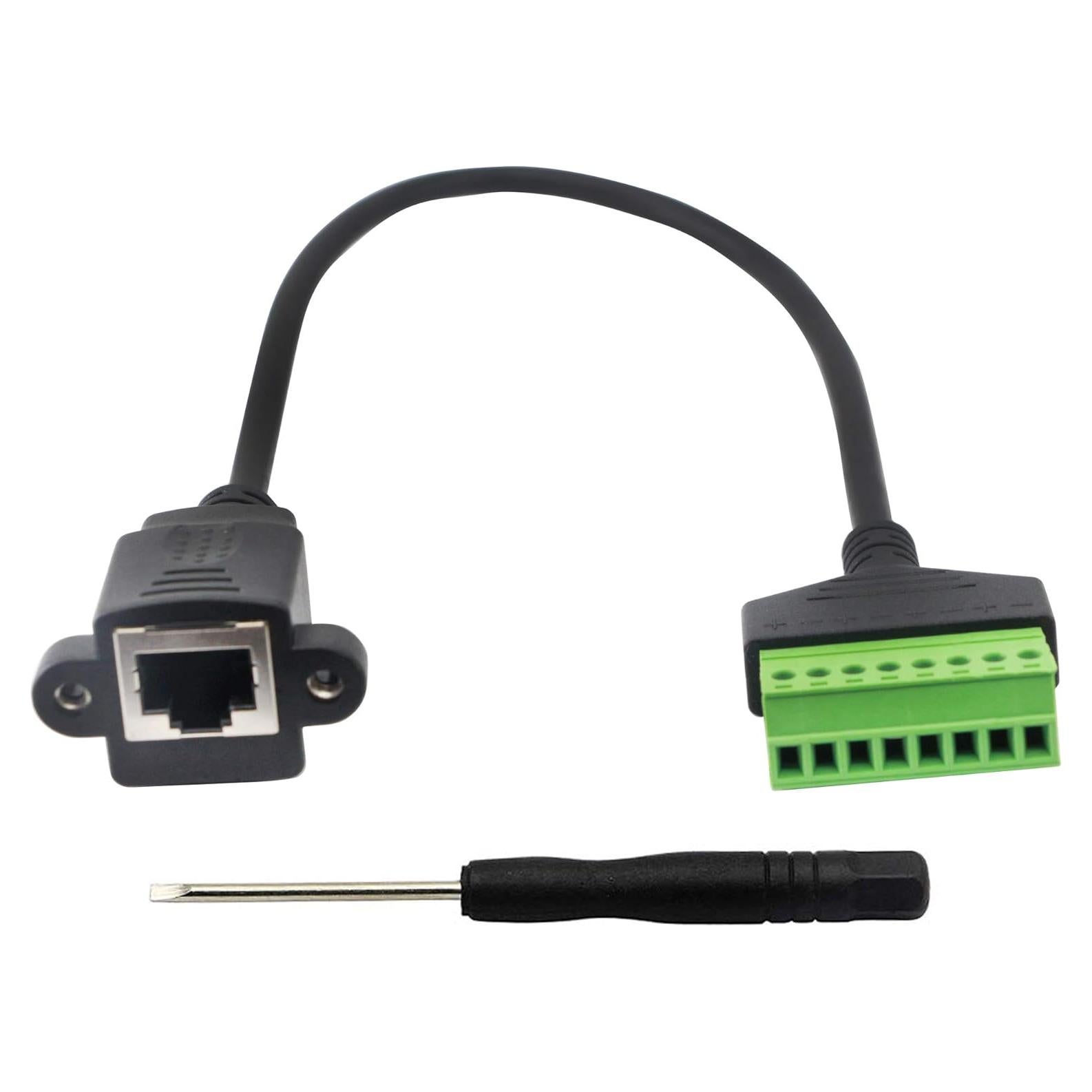 Adaptador RJ45 Hembra a Terminal de Tornillo 8 Pines Cat5/6/7