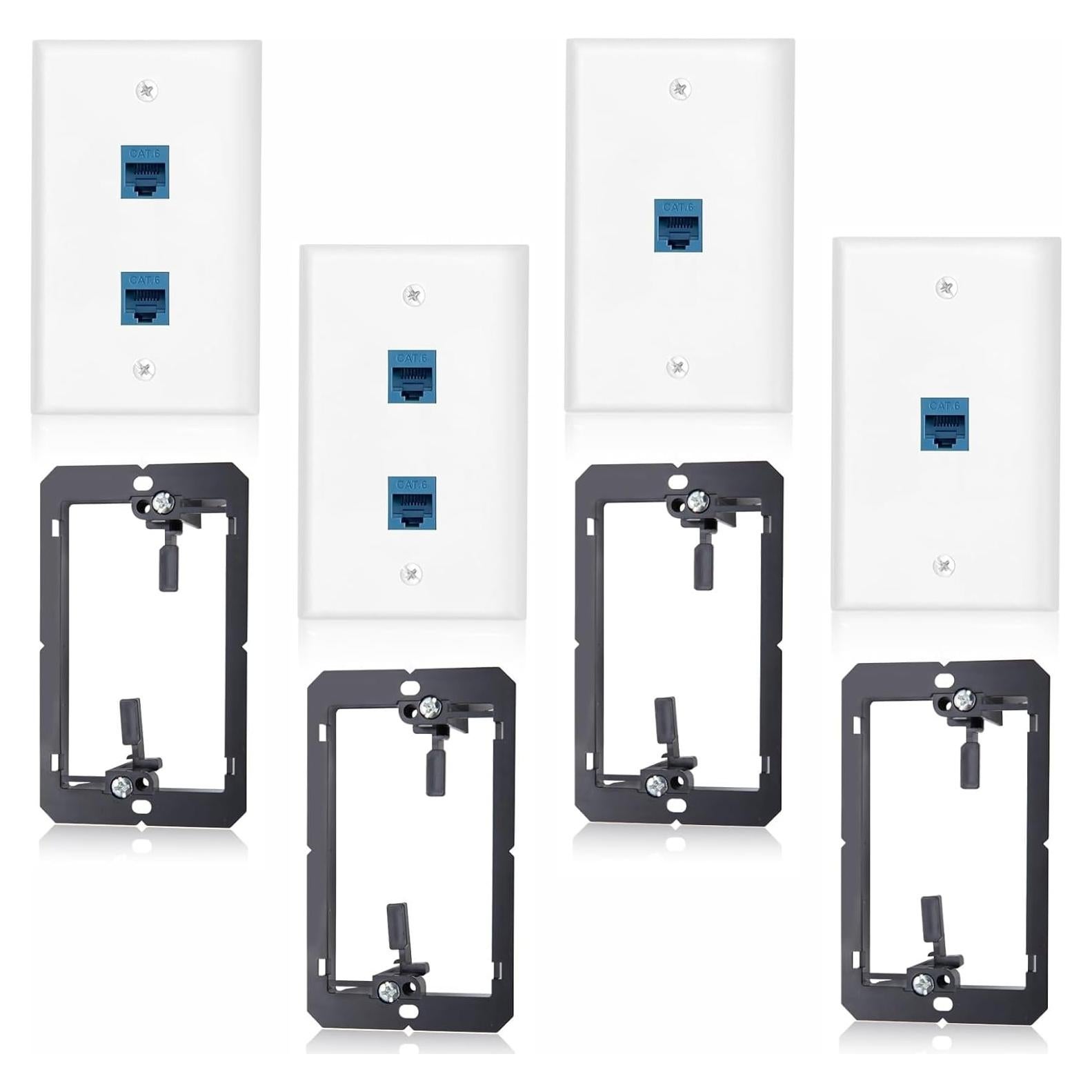 Placa de Pared Ethernet Cat6 FANYINTY 2P 1-Puerto y 2P 2-Puerto