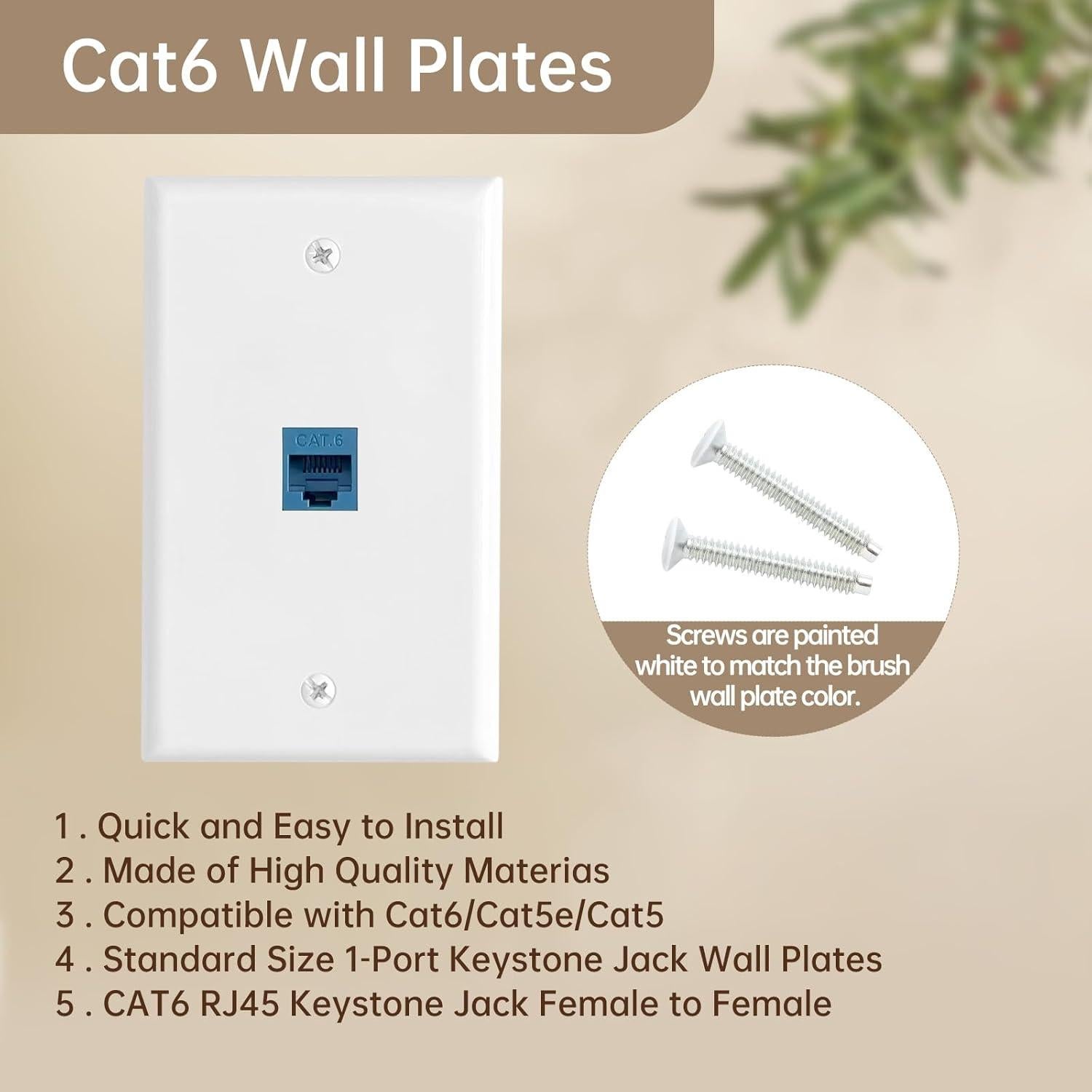 Placa de Pared Ethernet Cat6 FANYINTY 2P 1-Puerto y 2P 2-Puerto