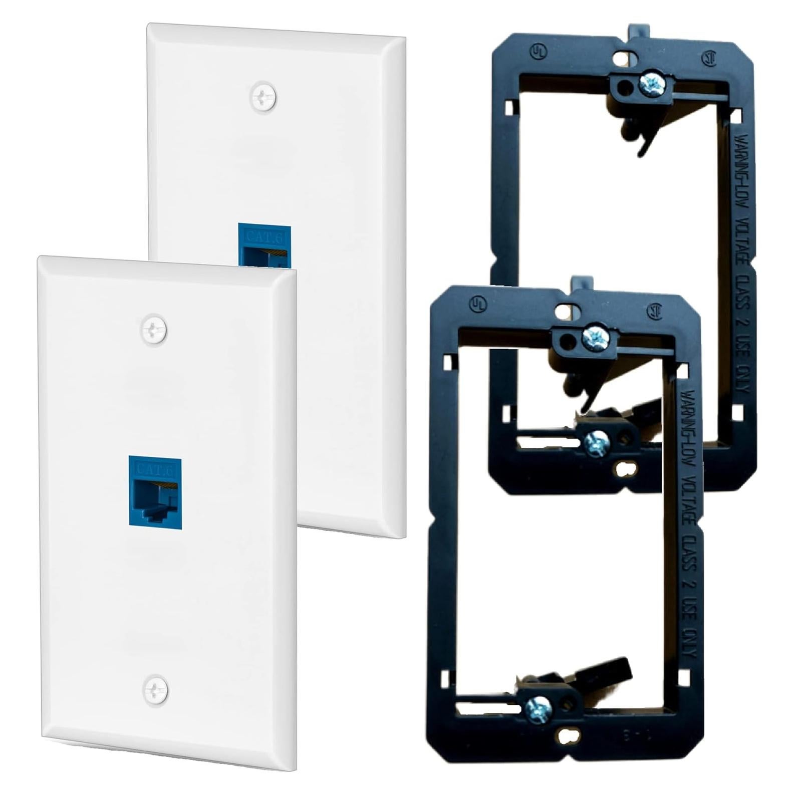 Placa de Pared Ethernet RJ45 HuaHengHT Cat6 2 Pcs Azul