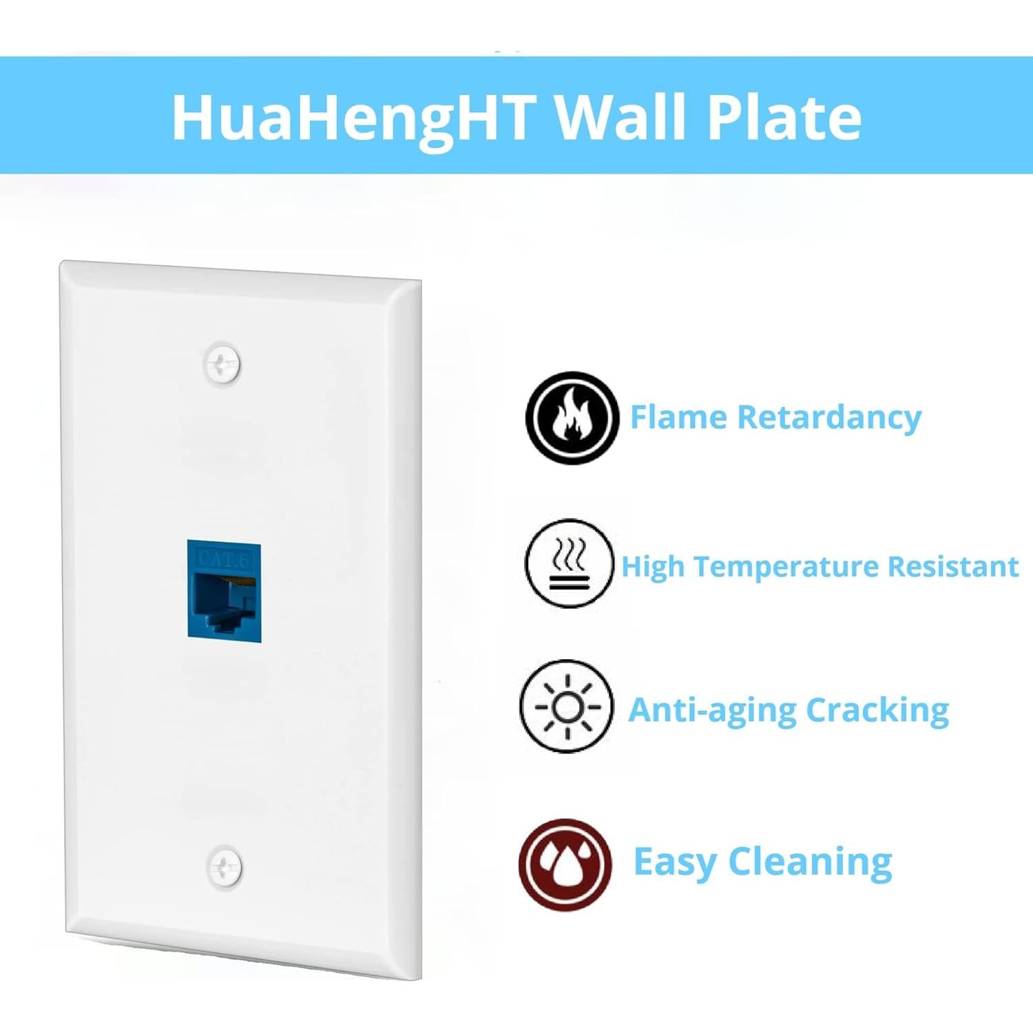 Placa de Pared Ethernet RJ45 HuaHengHT Cat6 2 Pcs Azul