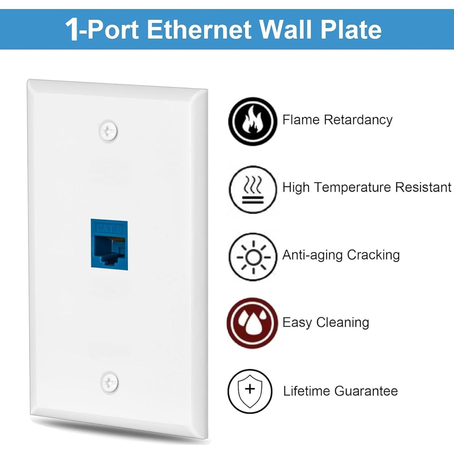 Placa de Pared Ethernet Cat6 MiaoYfei 1 Puerto RJ45 2 Piezas