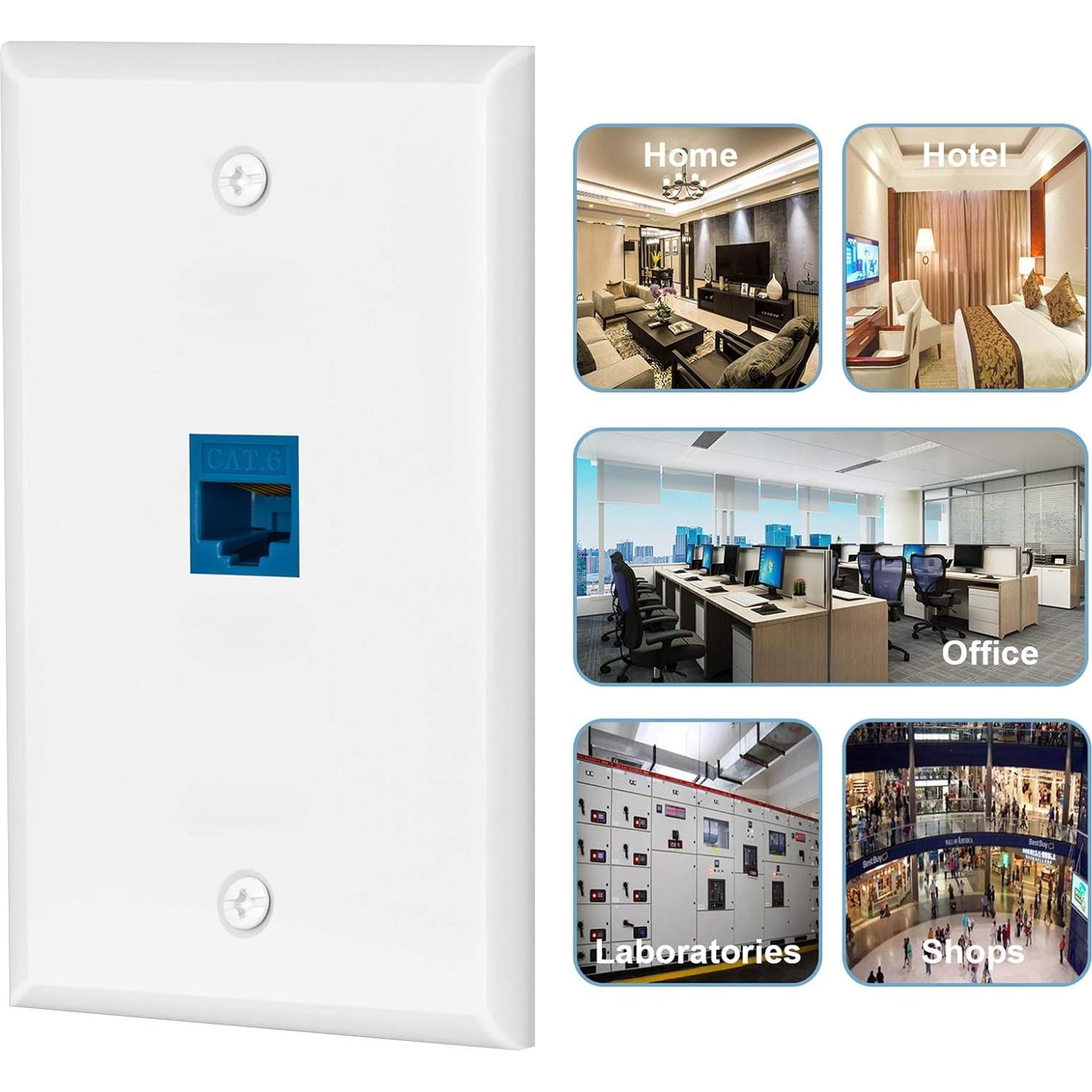 Placa de Pared Ethernet Cat6 MiaoYfei 1 Puerto RJ45 2 Piezas