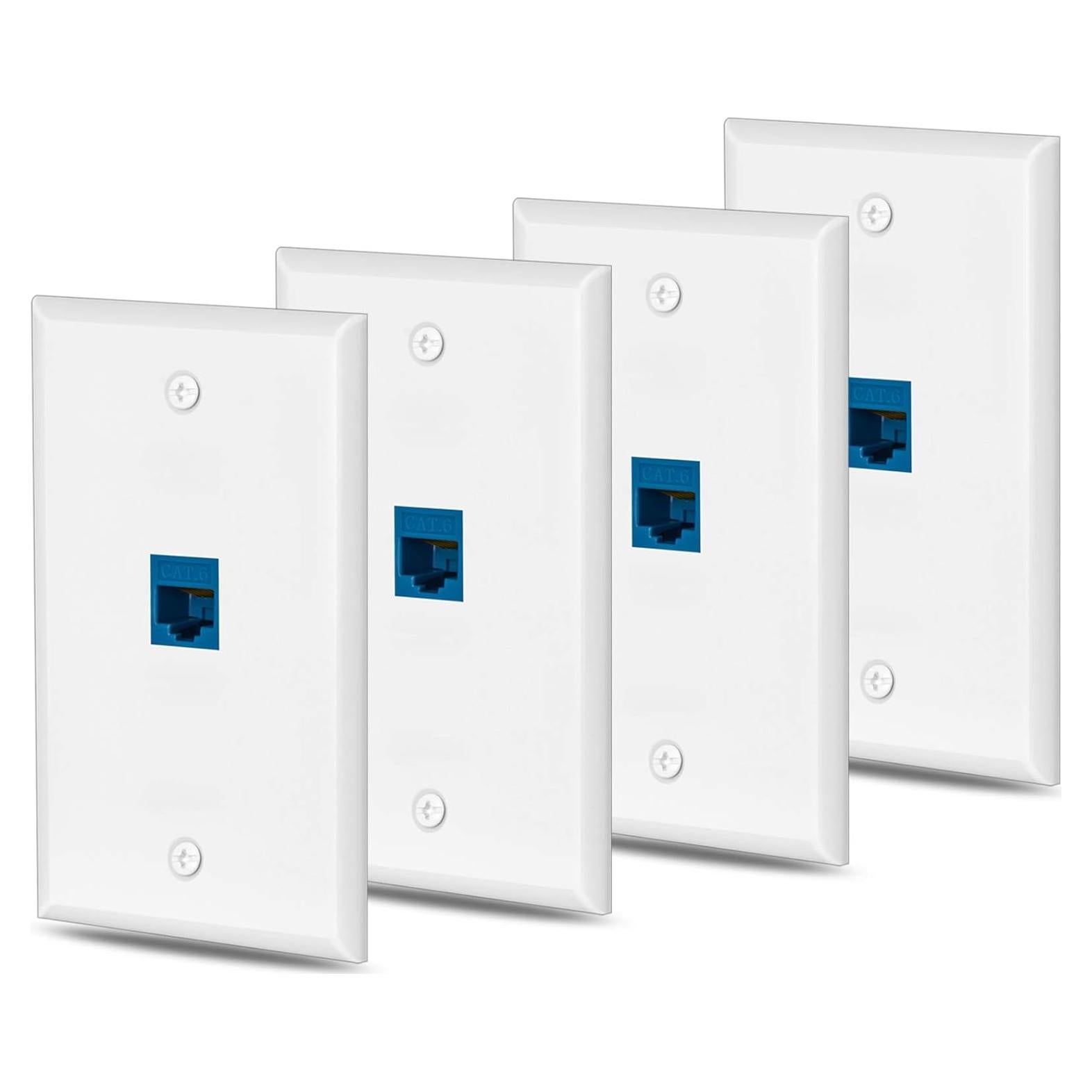 Placa de Pared Ethernet Cat6 Ubrand 1 Puerto RJ45 Hembra 4 Pzs