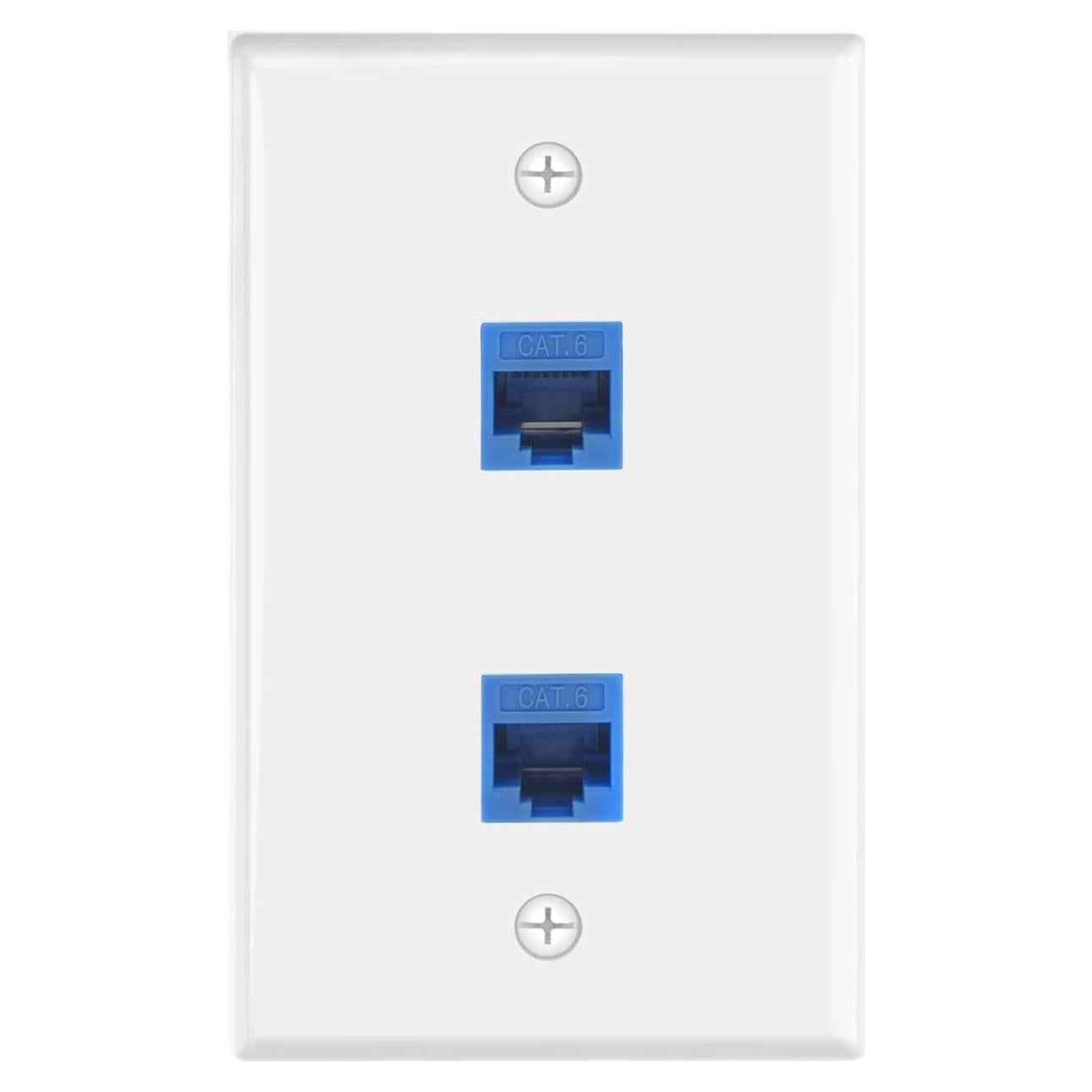 Placa de Pared Ethernet VCE 2 Puertos Azul Certificada UL