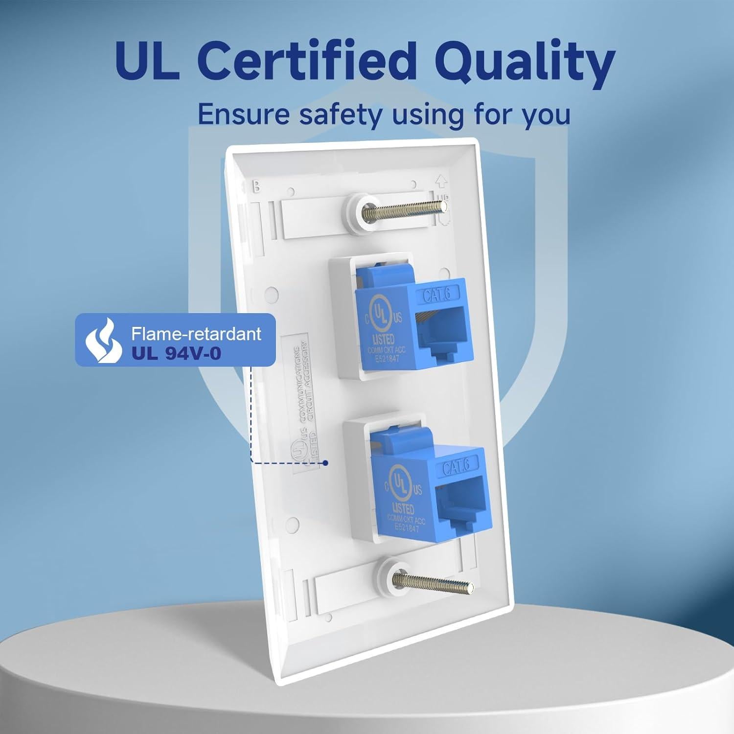 Placa de Pared Ethernet VCE 2 Puertos Azul Certificada UL