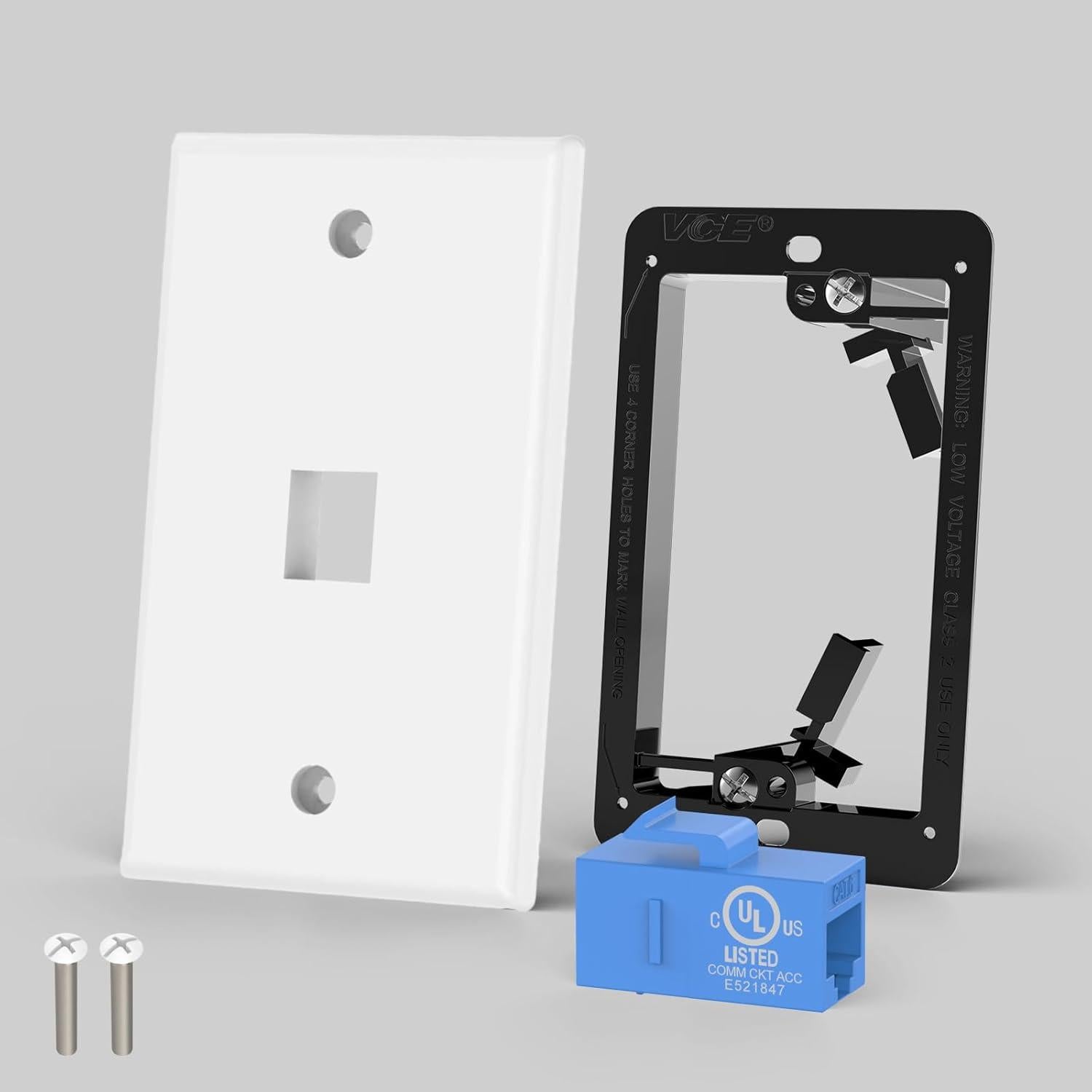 Placa de Pared Ethernet VCE 1 Puerto CAT6 Azul 2-Pack