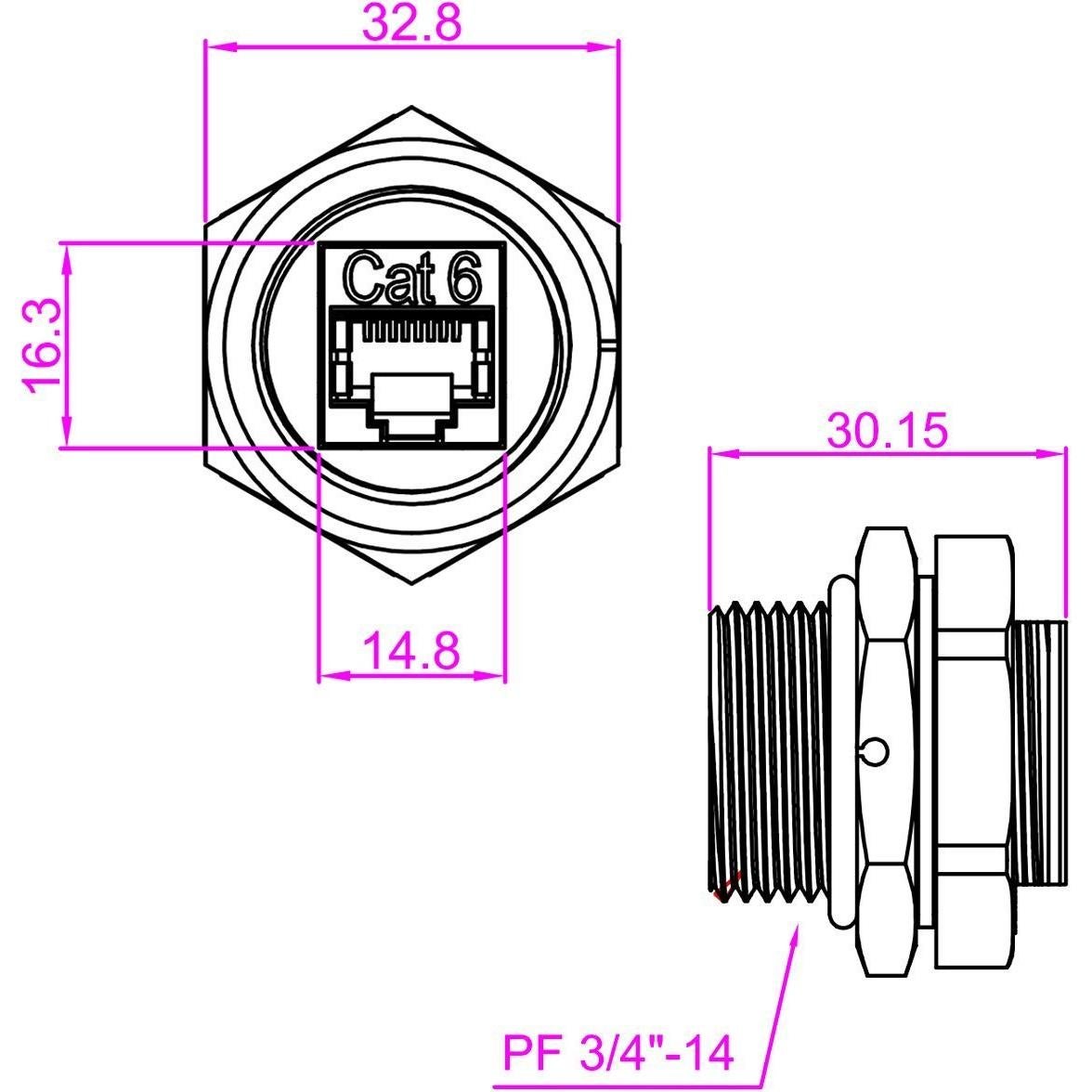 Conector hembra RJ45 CAT6 blindado InstallerParts - Negro