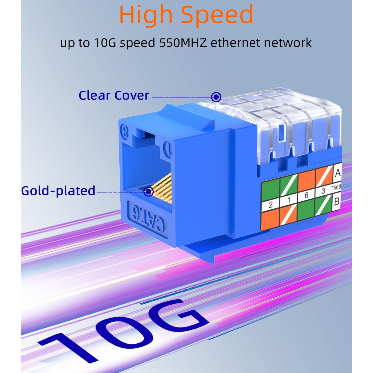 Jack Keystone RJ45 Cat6 10G Rapink 25 Paquete Azul