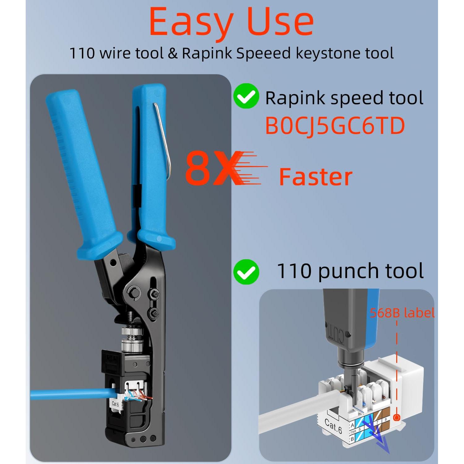 Jack Keystone RJ45 Cat6 10G Rapink 25 Paquete Azul