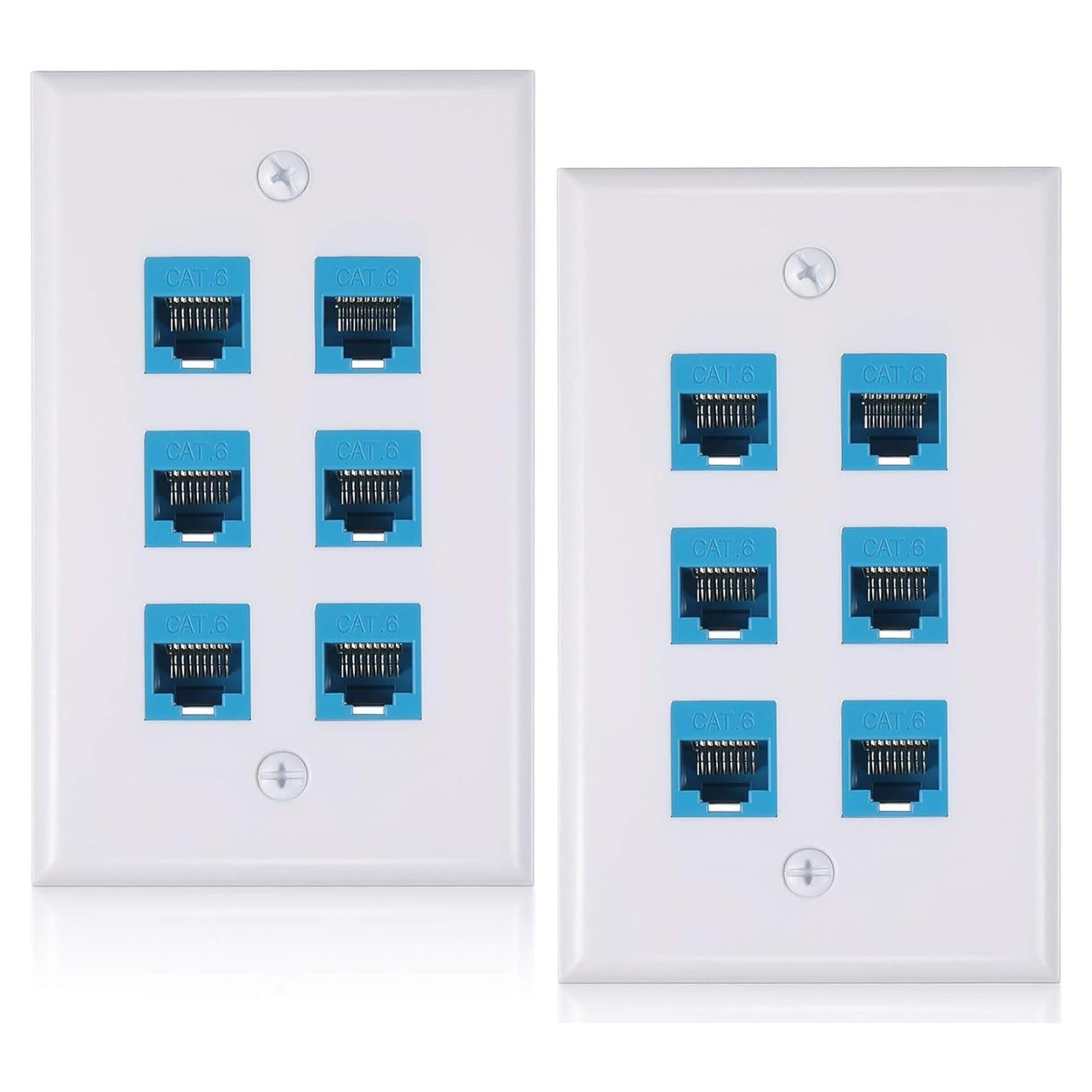 Placa de Pared Ethernet 6 Puertos Weewooday RJ45 Cat6