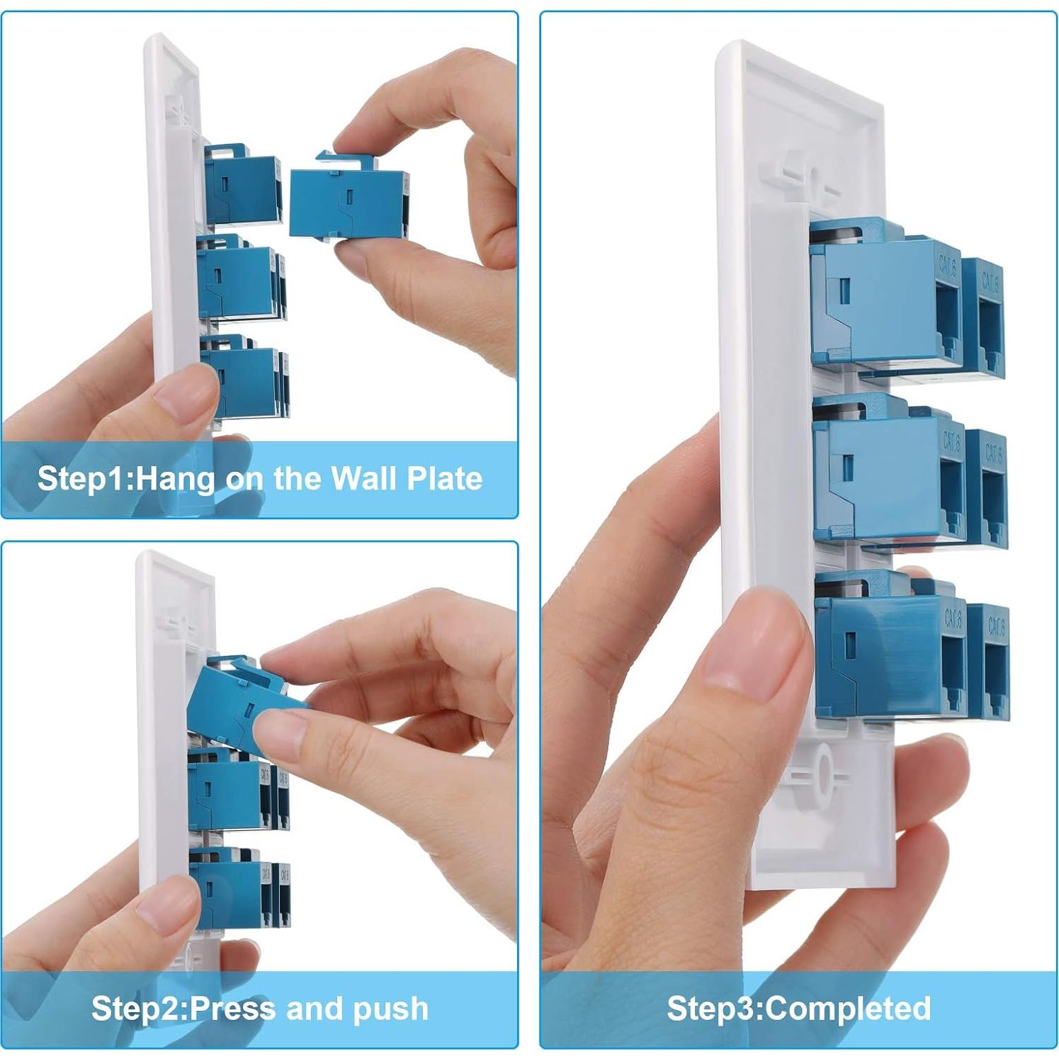 Placa de Pared Ethernet 6 Puertos Weewooday RJ45 Cat6