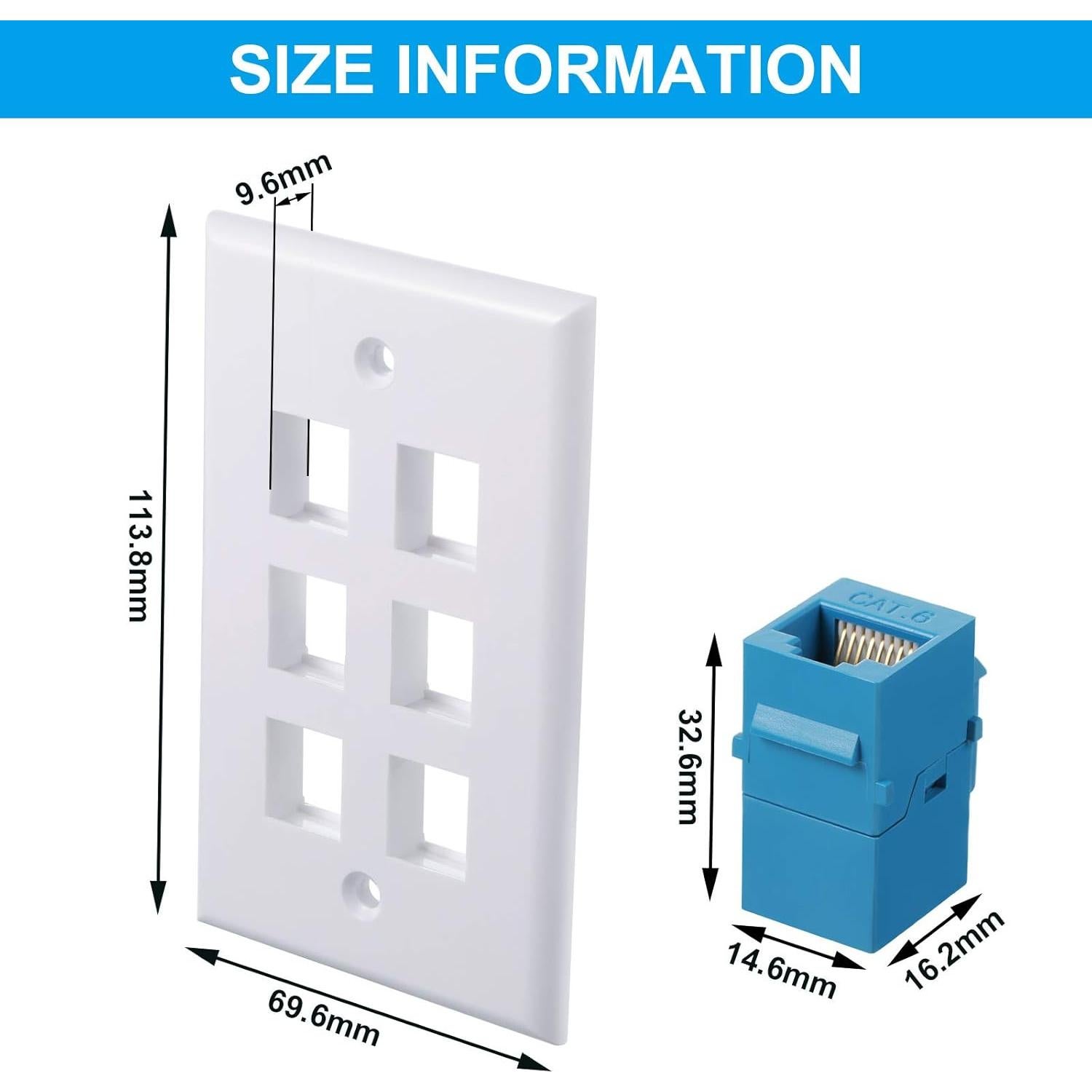 Placa de Pared Ethernet 6 Puertos Weewooday RJ45 Cat6