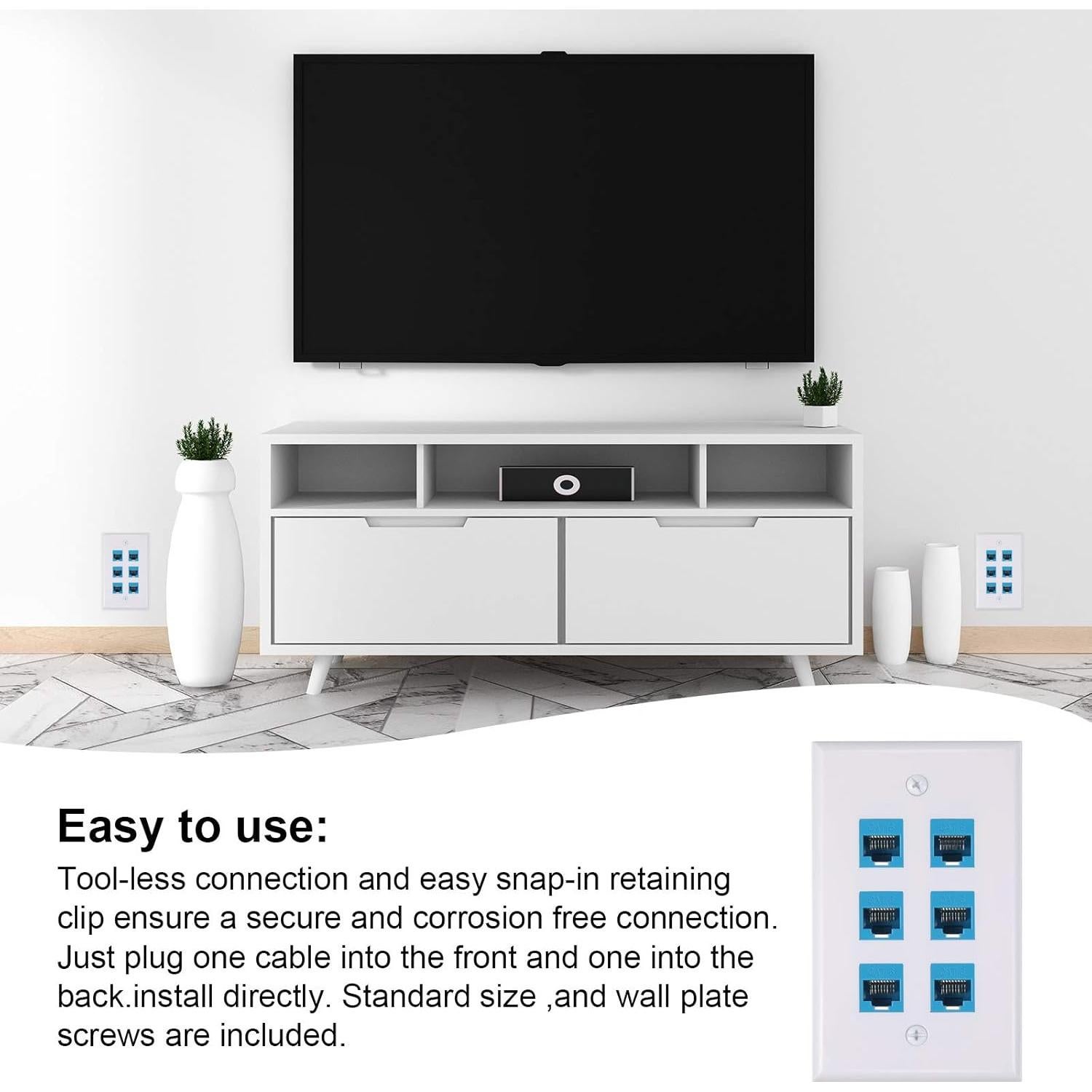 Placa de Pared Ethernet 6 Puertos Weewooday RJ45 Cat6