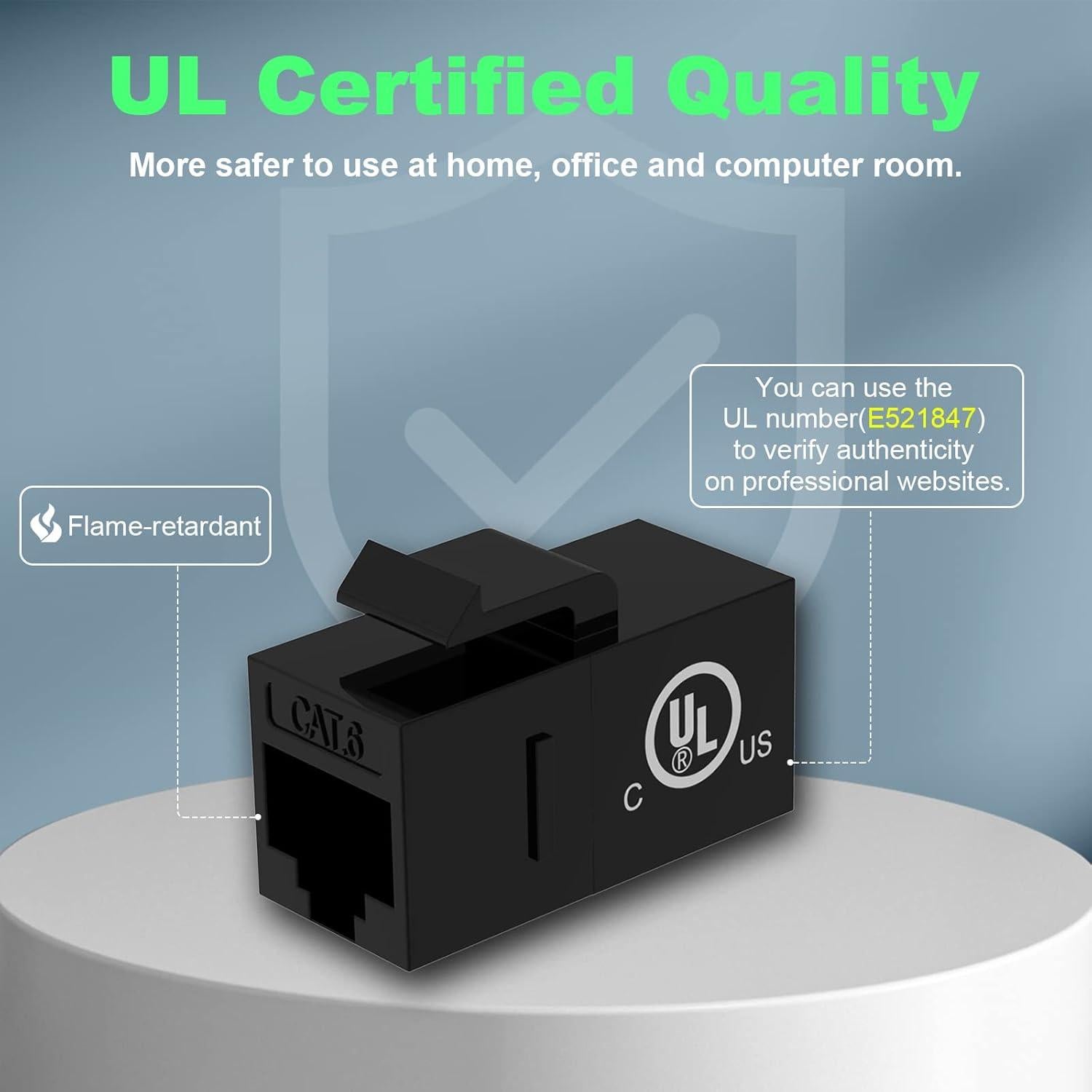 Acopladores Keystone RJ45 CAT6 VCE, 25 unidades, negro