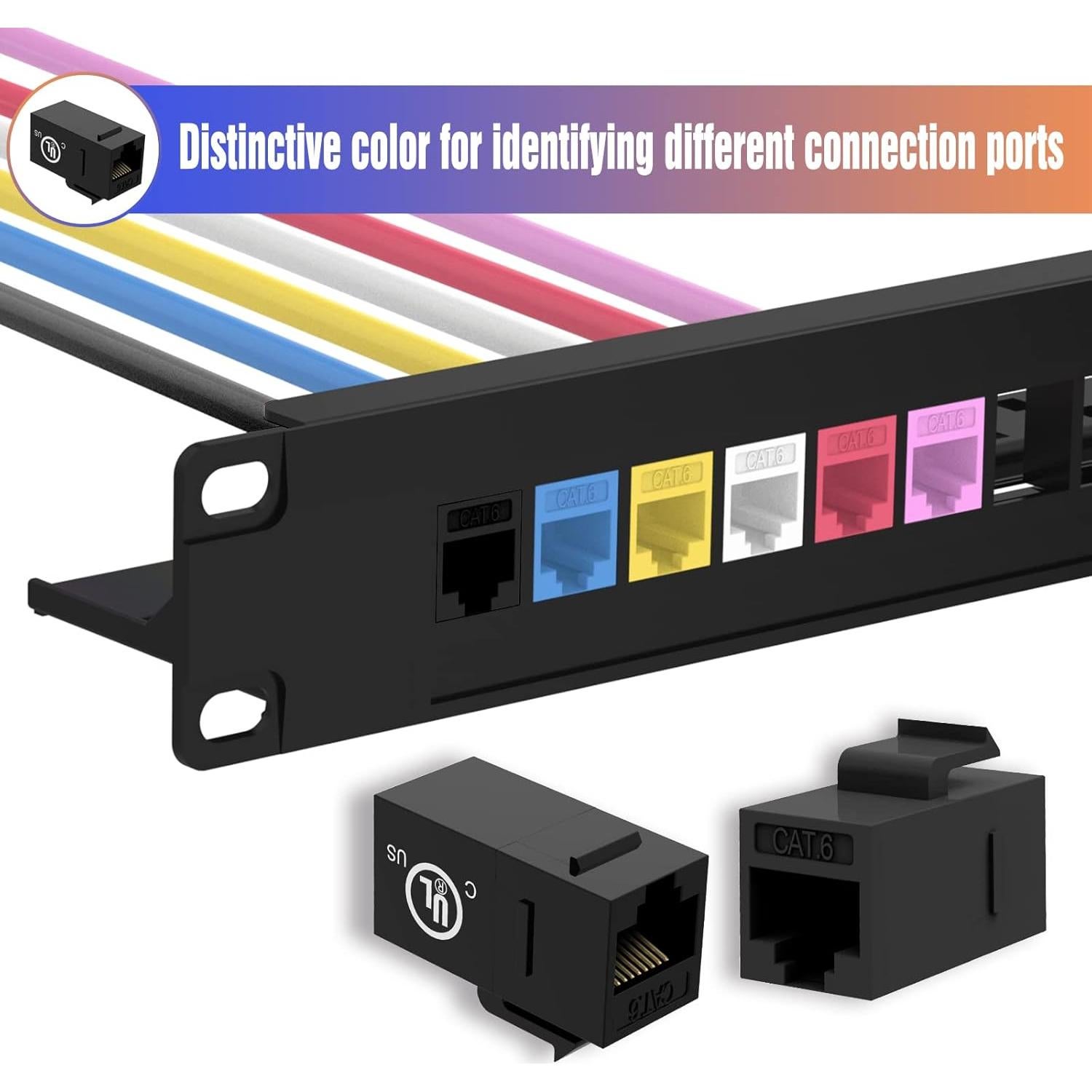 Acopladores Keystone RJ45 CAT6 VCE, 25 unidades, negro