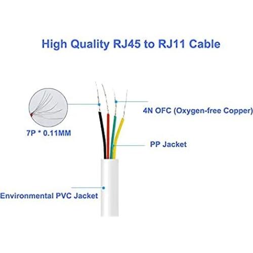 Adaptador RJ45 Hembrado a RJ11 Macho para Teléfono Fijo - Paquete de 2