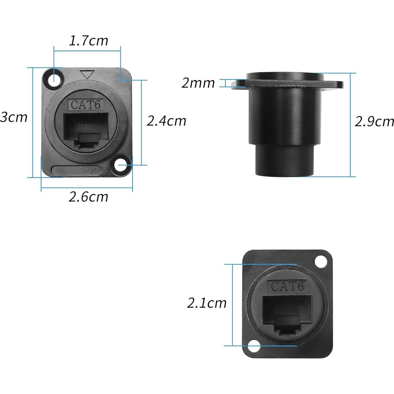 Conector RJ45 CAT6 Hembrado a Hembrado YACSEJAO 2 Pcs