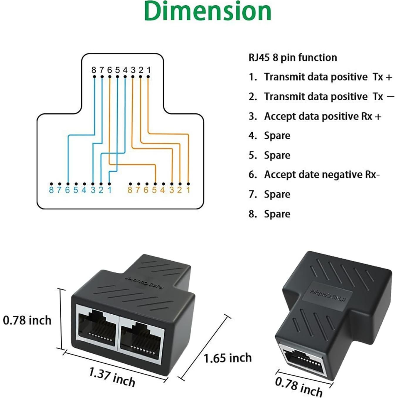 Divisor Ethernet RJ45 LinkMall 1 a 2, Protección Rayos, 2 Pack