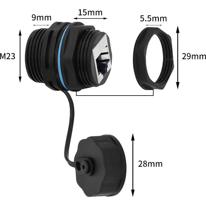 Conector RJ45 Hembra a Hembra IP68 Elifeapply CAT6 - 2 Pcs