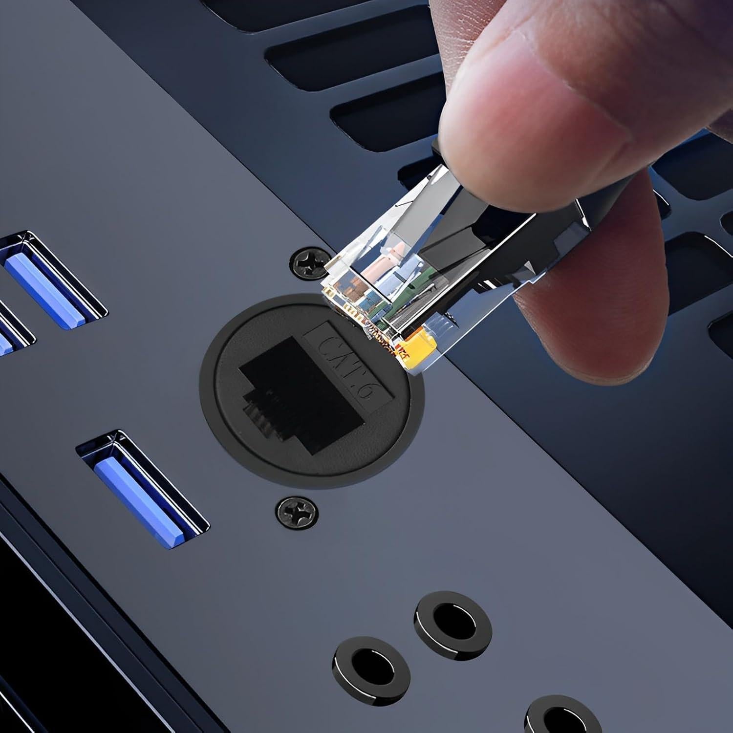 Adaptador de Montaje en Panel RJ45 YiKaiEn 8P8C Femenino a Femenino