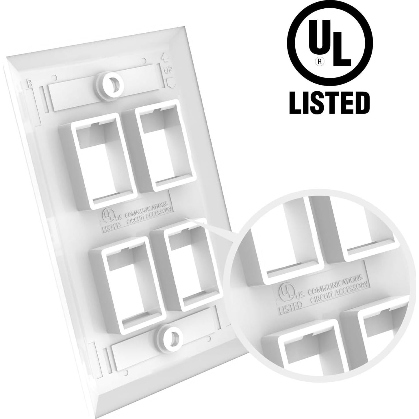 Placa de Pared Ethernet 4 Puertos VCE CAT6 Hembra Azul