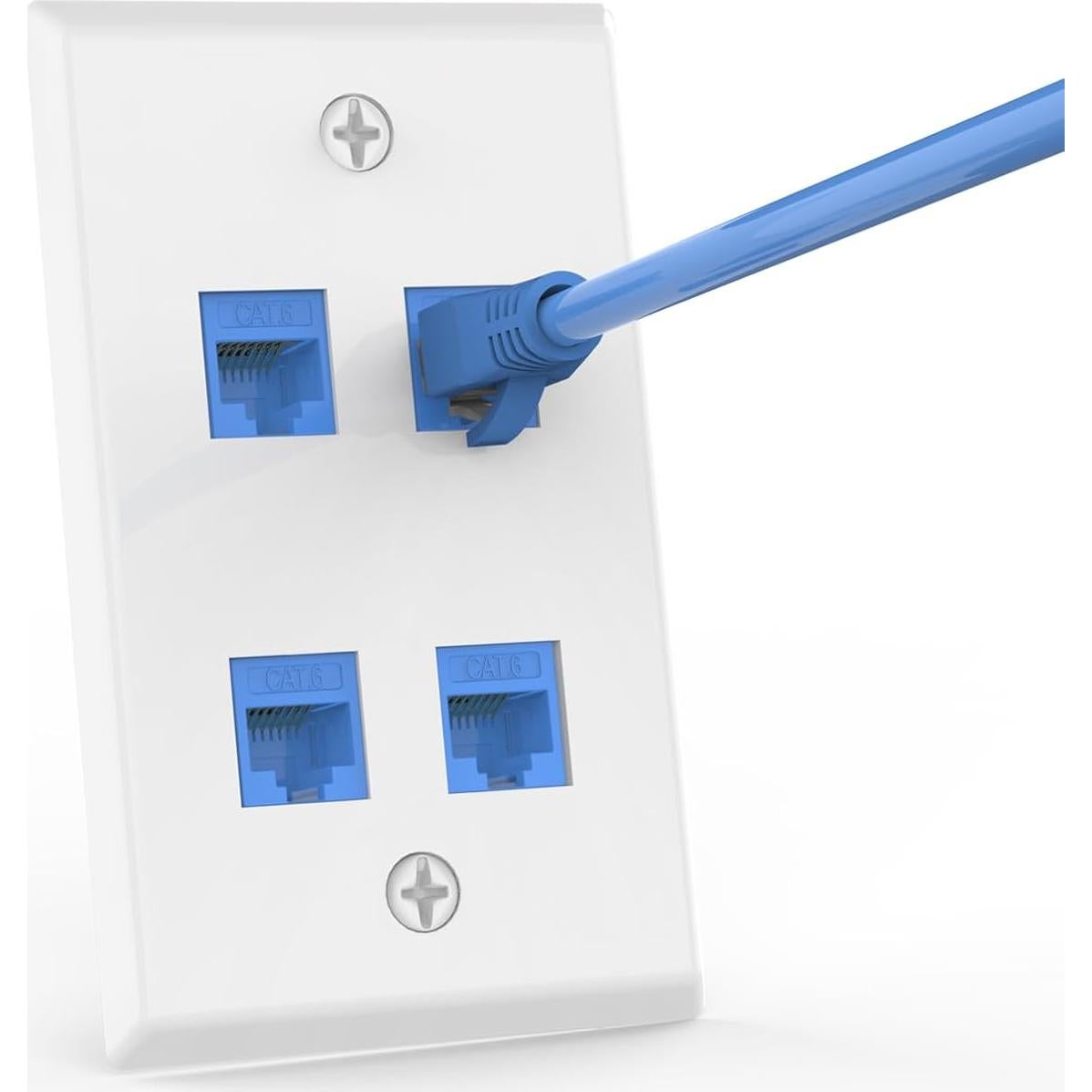 Placa de Pared Ethernet 4 Puertos VCE CAT6 Hembra Azul