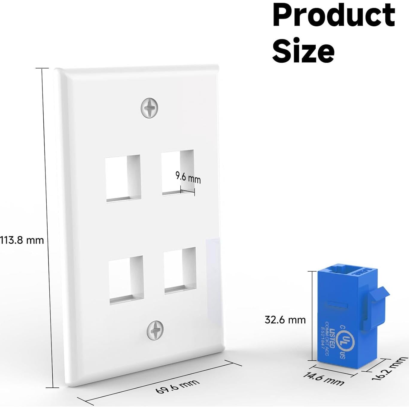 Placa de Pared Ethernet 4 Puertos VCE CAT6 Hembra Azul