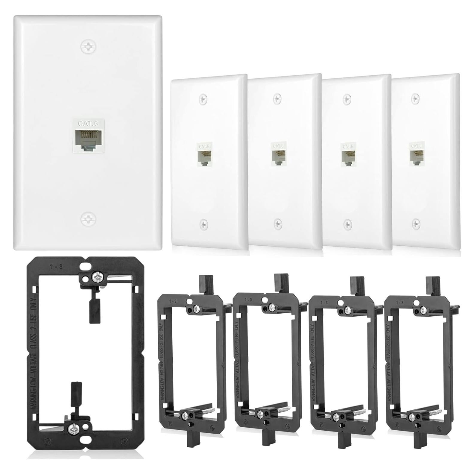 Paquete de 5 Placas de Pared Ethernet RJ45 Cat6 TOMODER