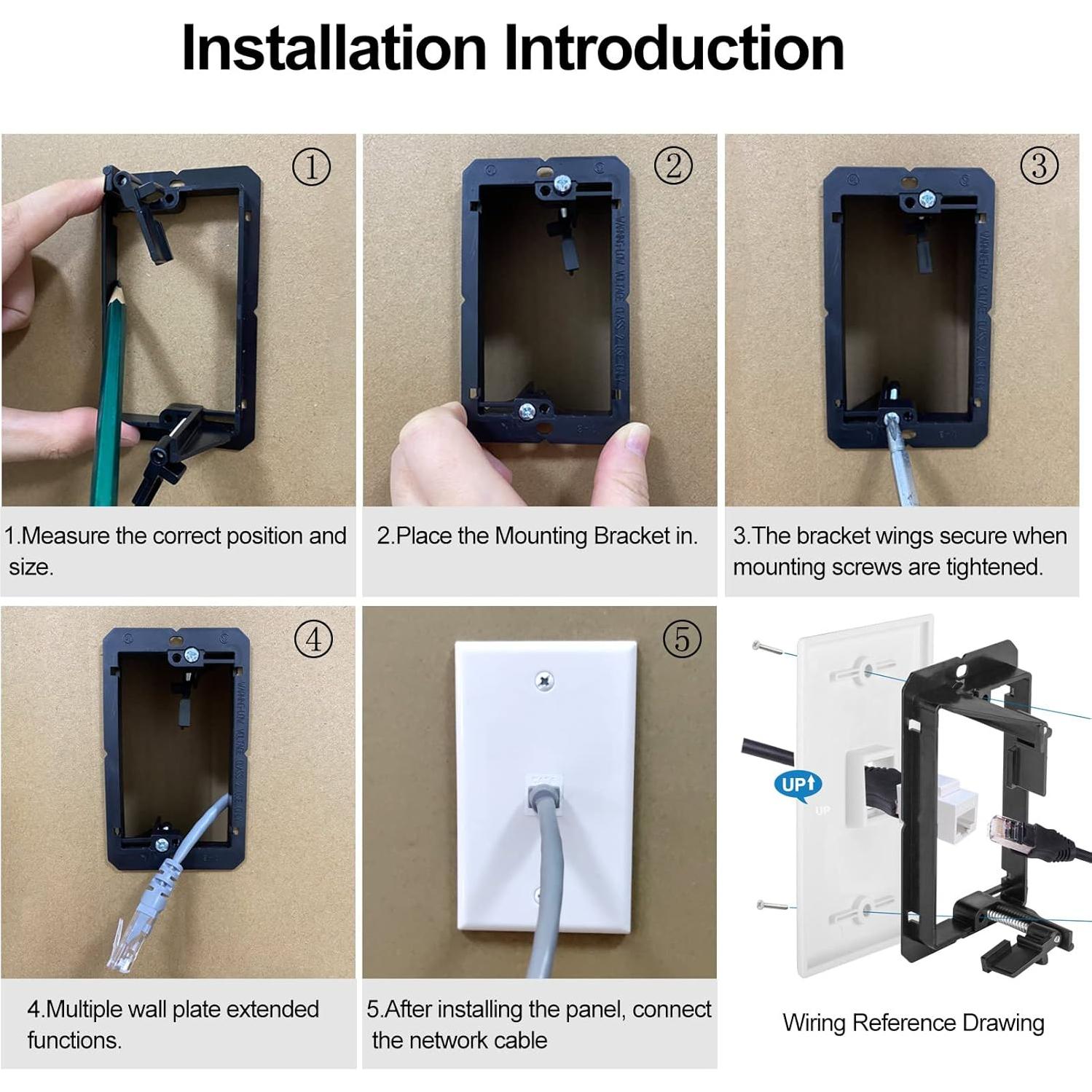 Paquete de 5 Placas de Pared Ethernet RJ45 Cat6 TOMODER