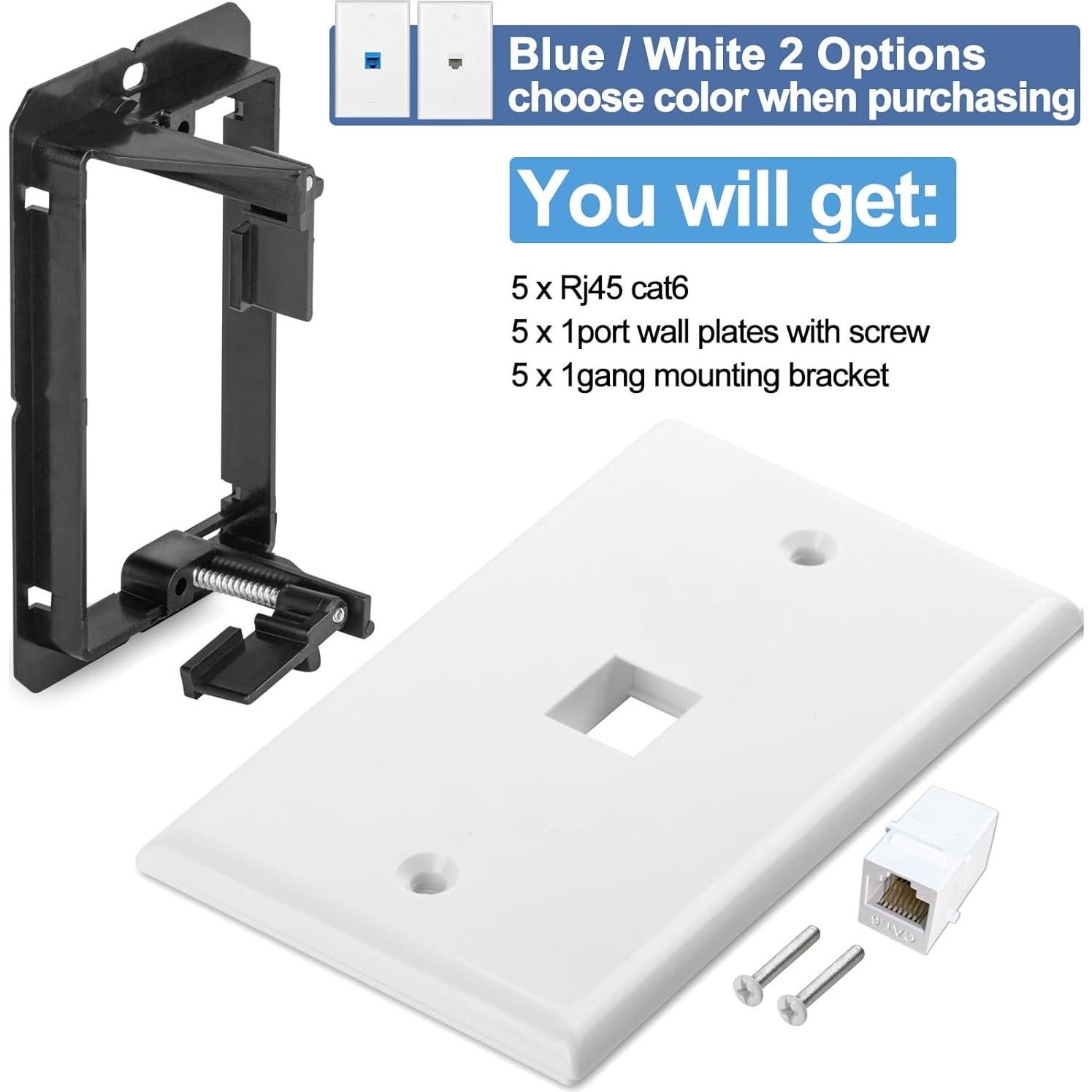 Paquete de 5 Placas de Pared Ethernet RJ45 Cat6 TOMODER