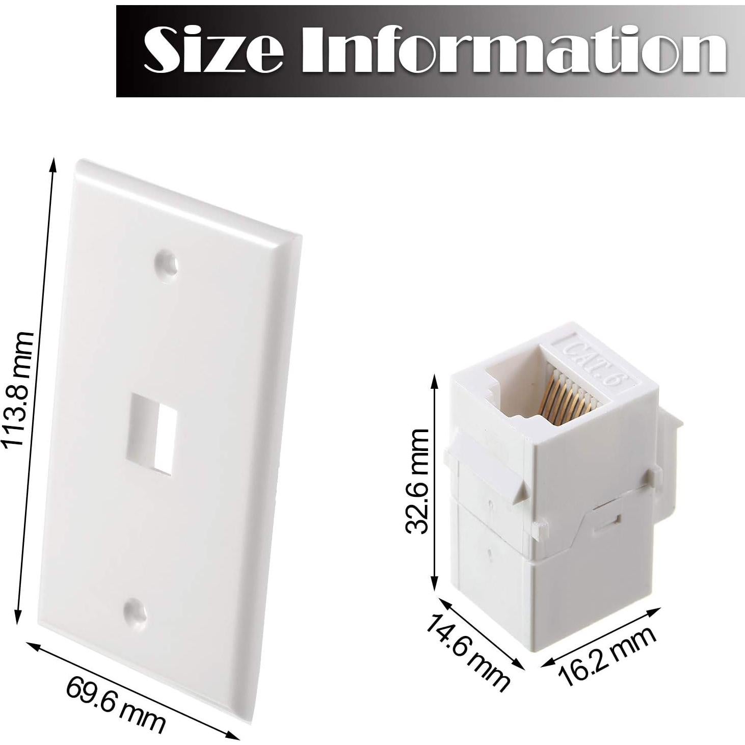 Placas de Pared Ethernet RJ45 Hembra a Hembra Weewooday 4 Unidades