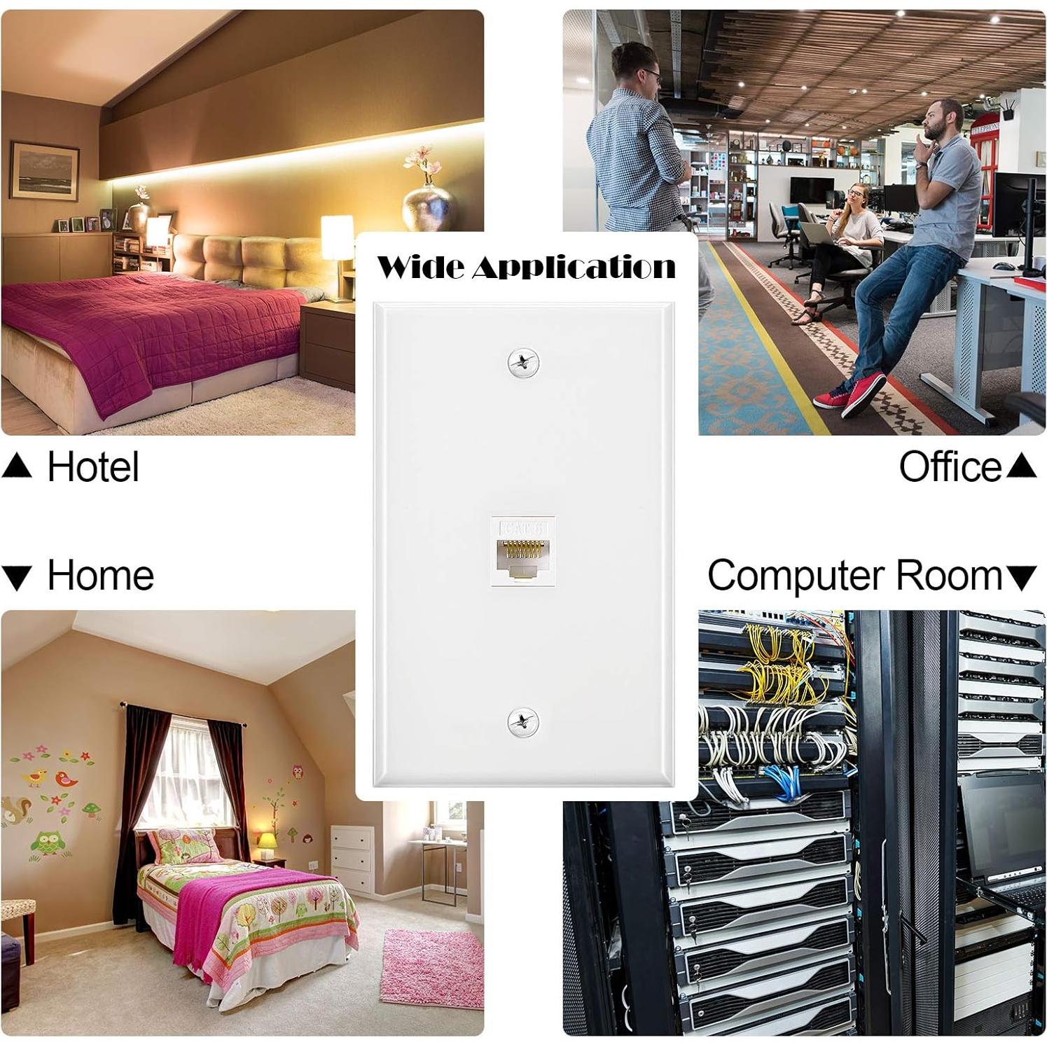 Placas de Pared Ethernet RJ45 Hembra a Hembra Weewooday 4 Unidades